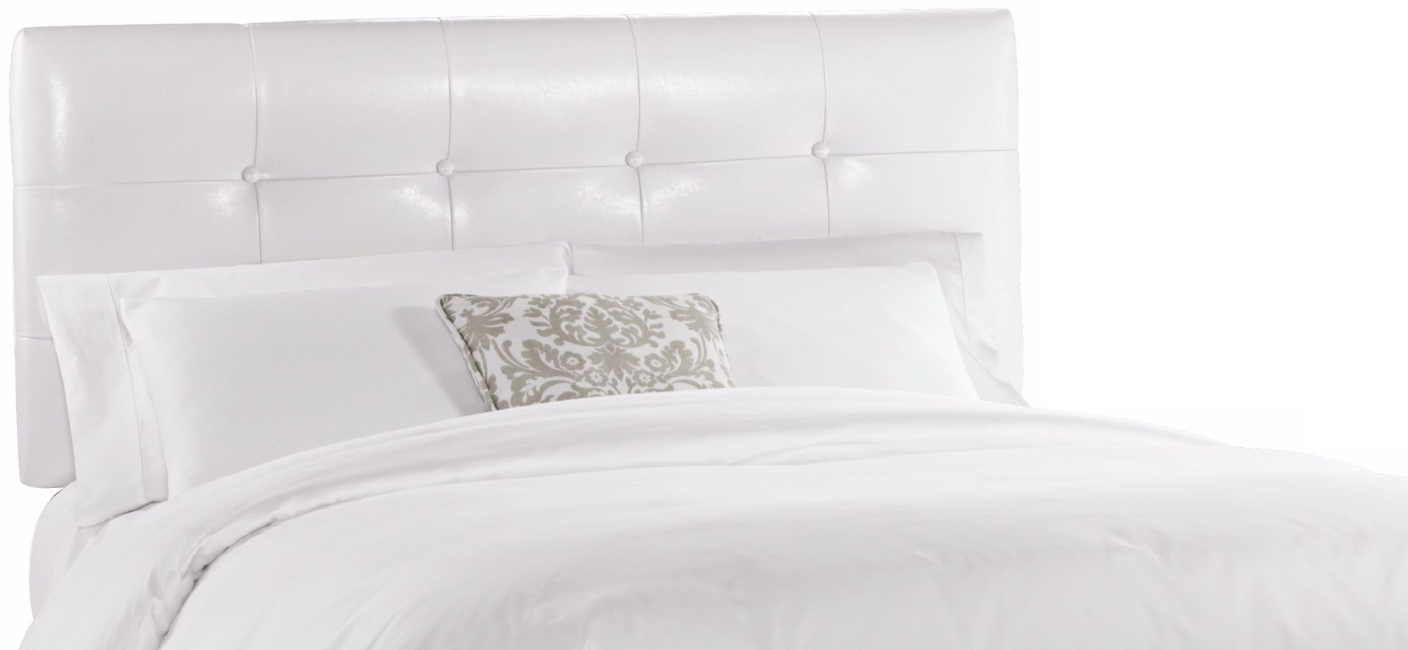 Classico White Button Tufted Upholstered Headboard