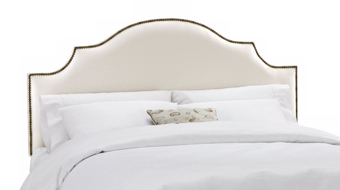 Pearl Notched Nail Button Shantung Upholstered Headboard
