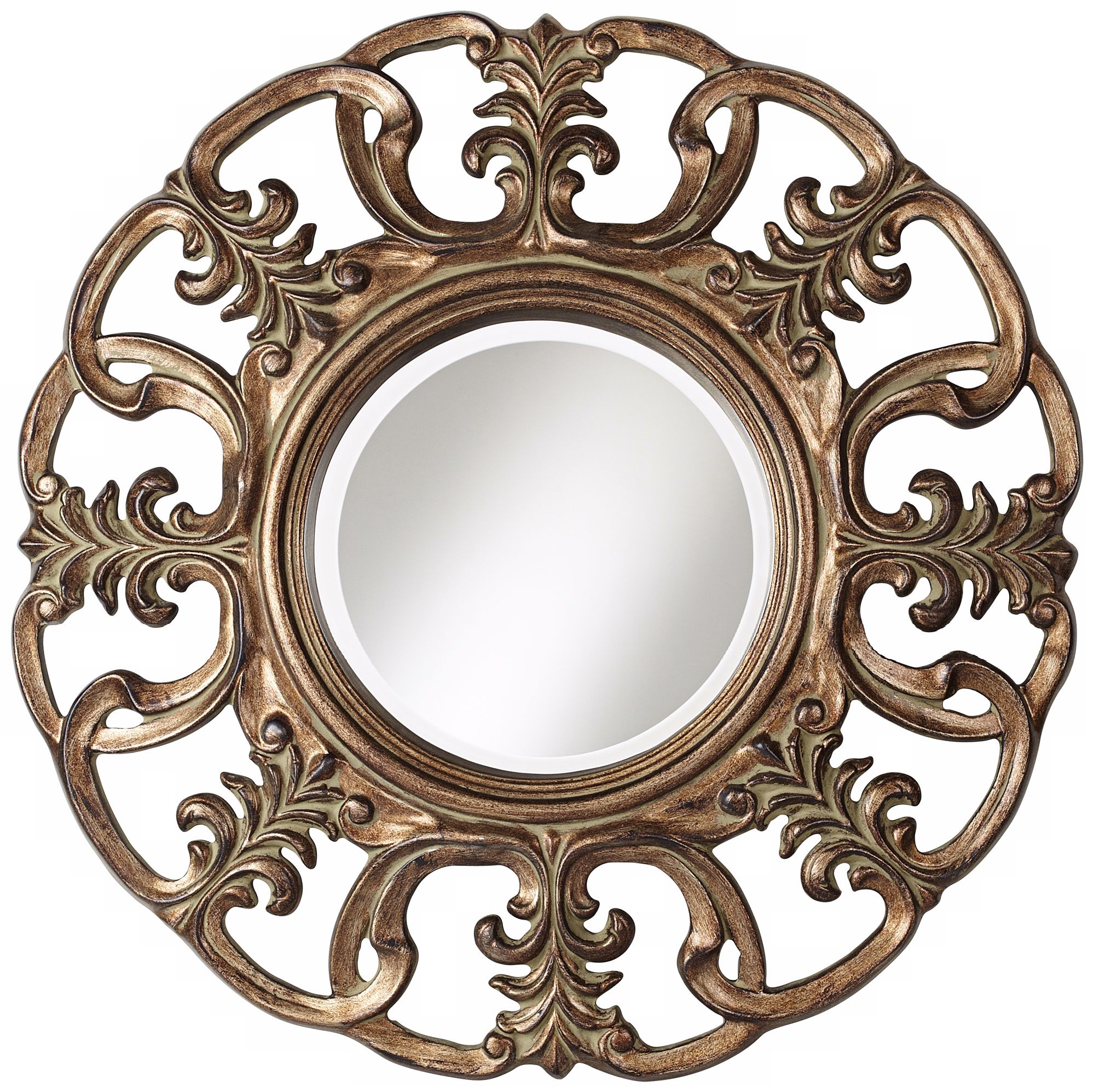 Openwork 33 1/2" High Aged Bronze Wall Mirror