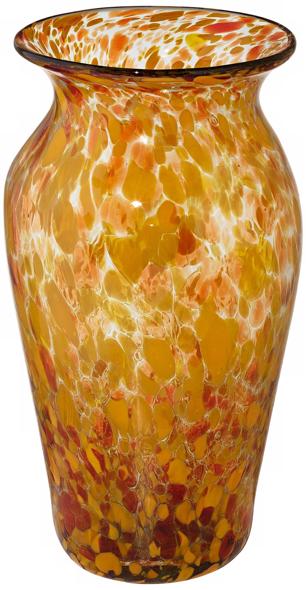 Large Inferno Orange and Red Confetti Spanish Glass Vase