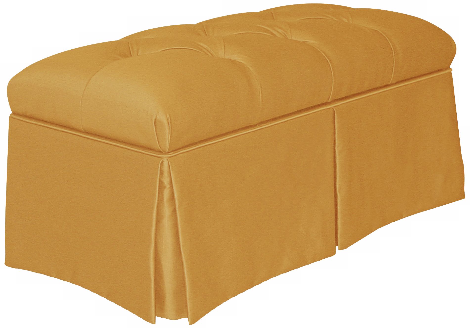 Aztec Gold Skirted Shantung Upholstered Storage Bench