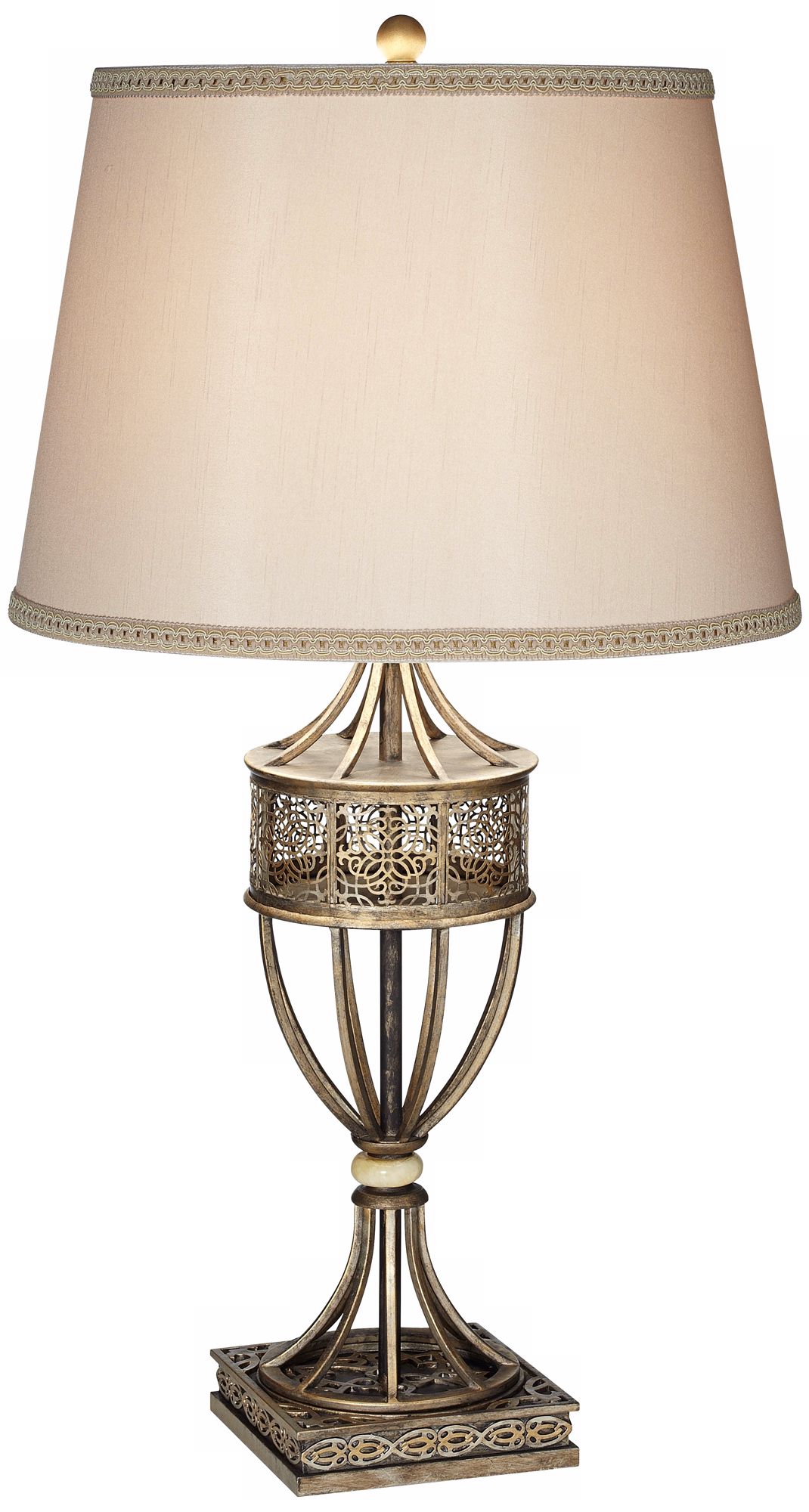 Possini Antique Gold Open Cage Table Lamp