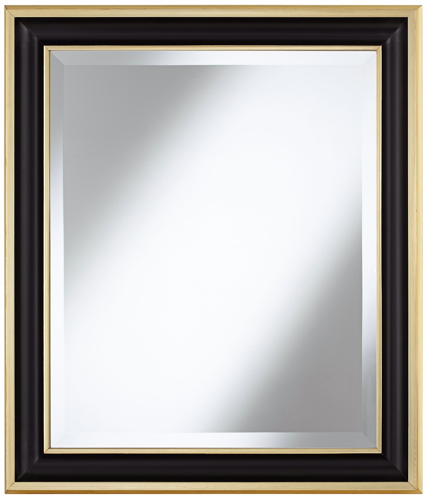 Matte Black 29 1/4" High Gold Trim Wall Mirror