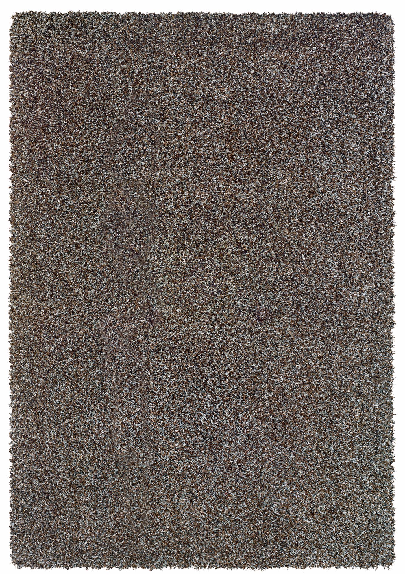 Waves Collection Brown/Blue Shag Area Rug