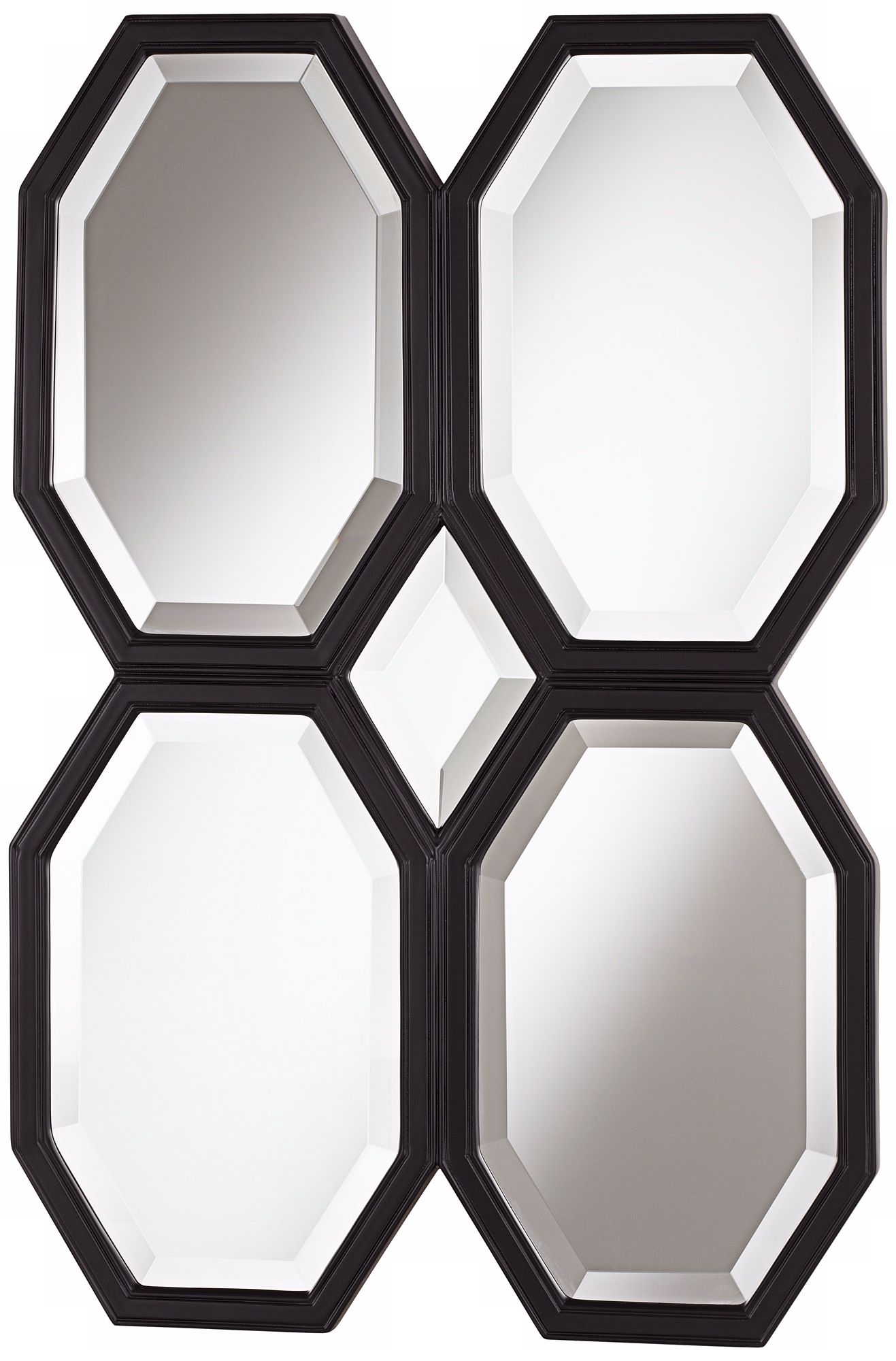 Quatre Octagons 36" High Black Wall Mirror