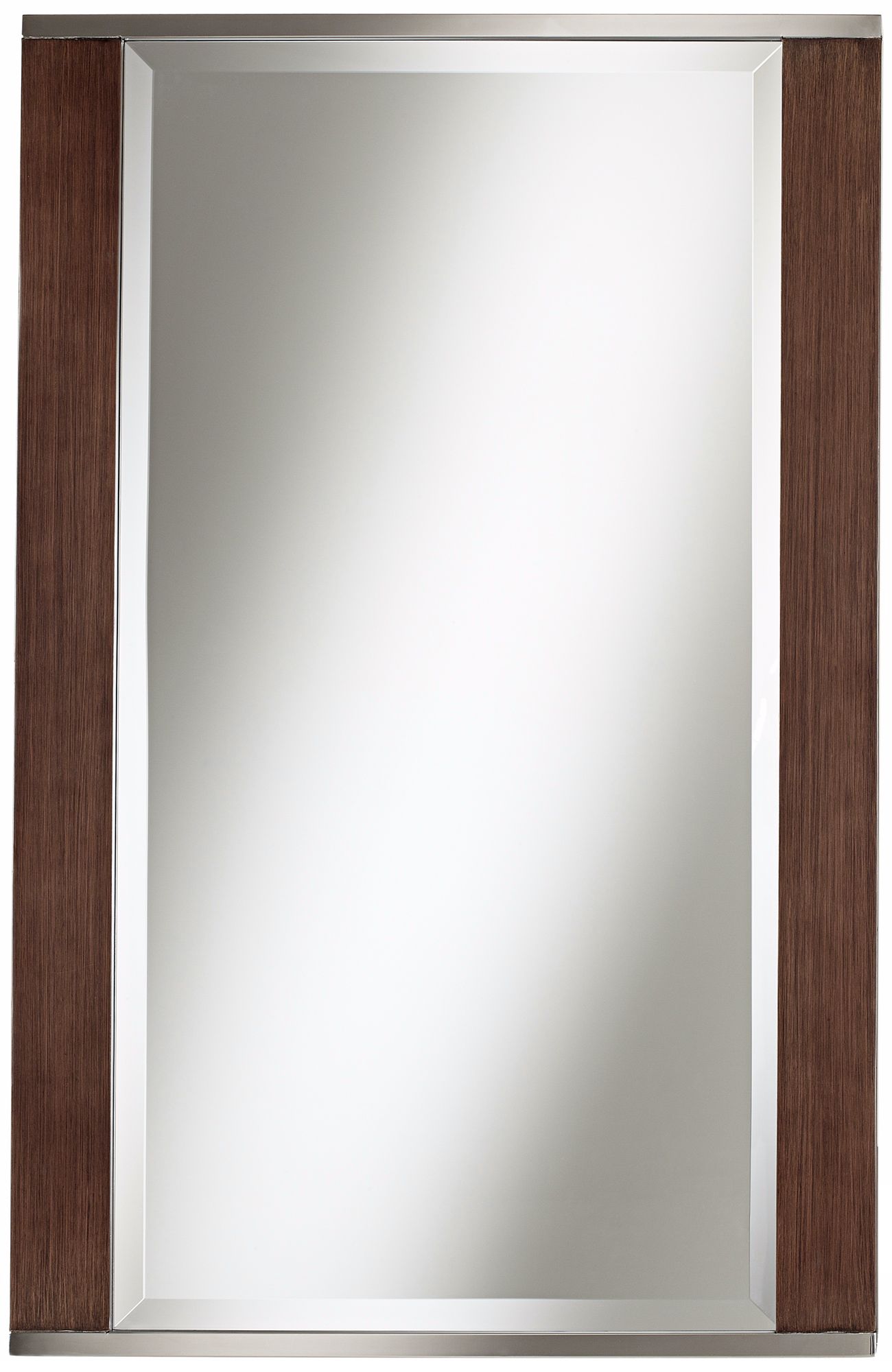 Wood and Chrome 34" High Contemporary Wall Mirror