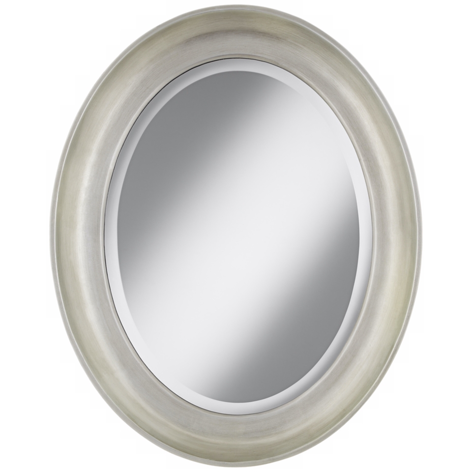 Cameo Silver Finish 30 1/2" High Oval Wall Mirror   #W4273
