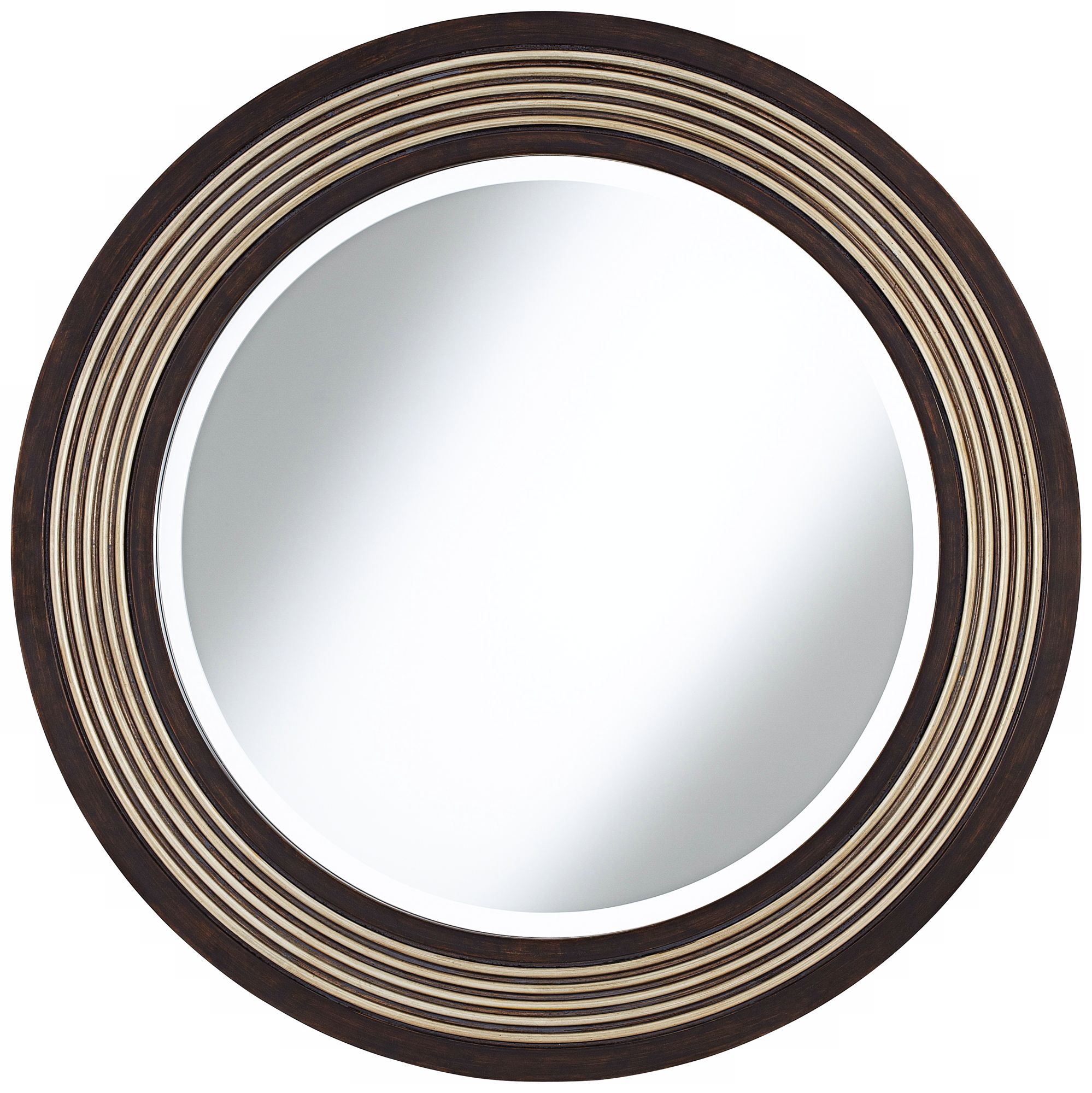Diedrich Espresso and Champagne 30" Round Wall Mirror