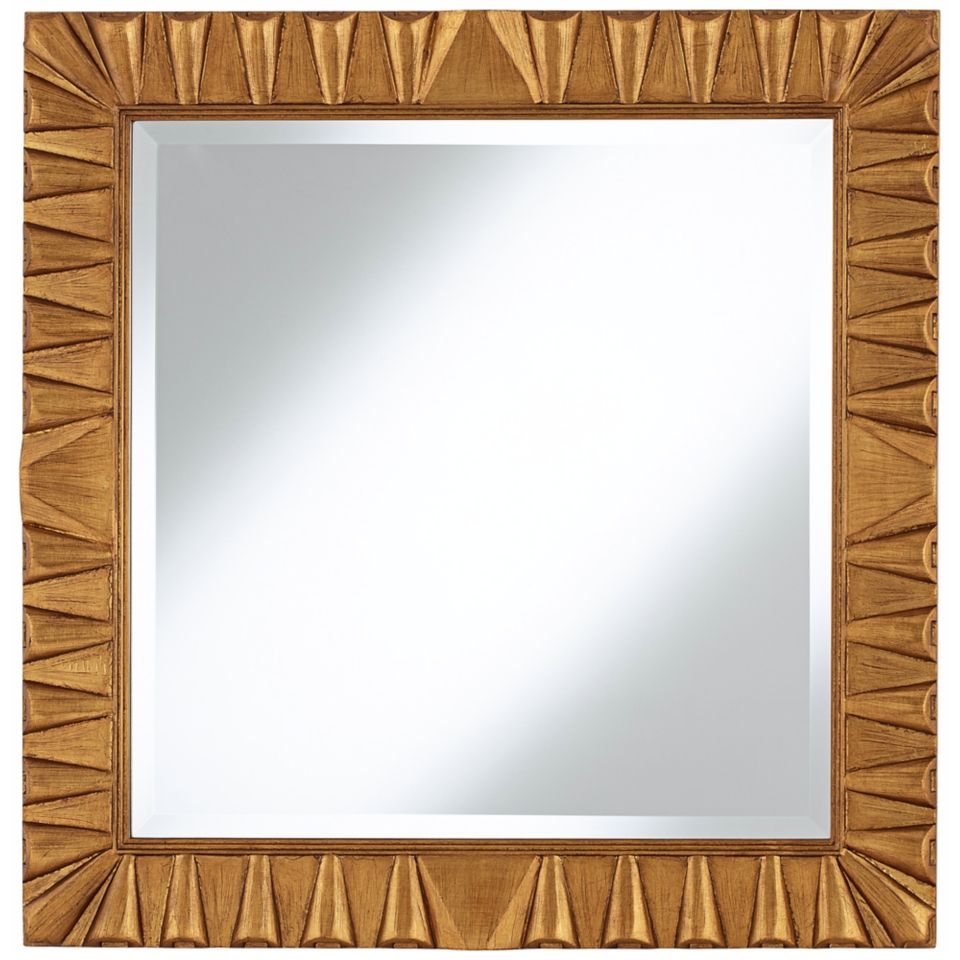 Coba Antique Gold Carved Look 30" Square Wall Mirror   #W4279