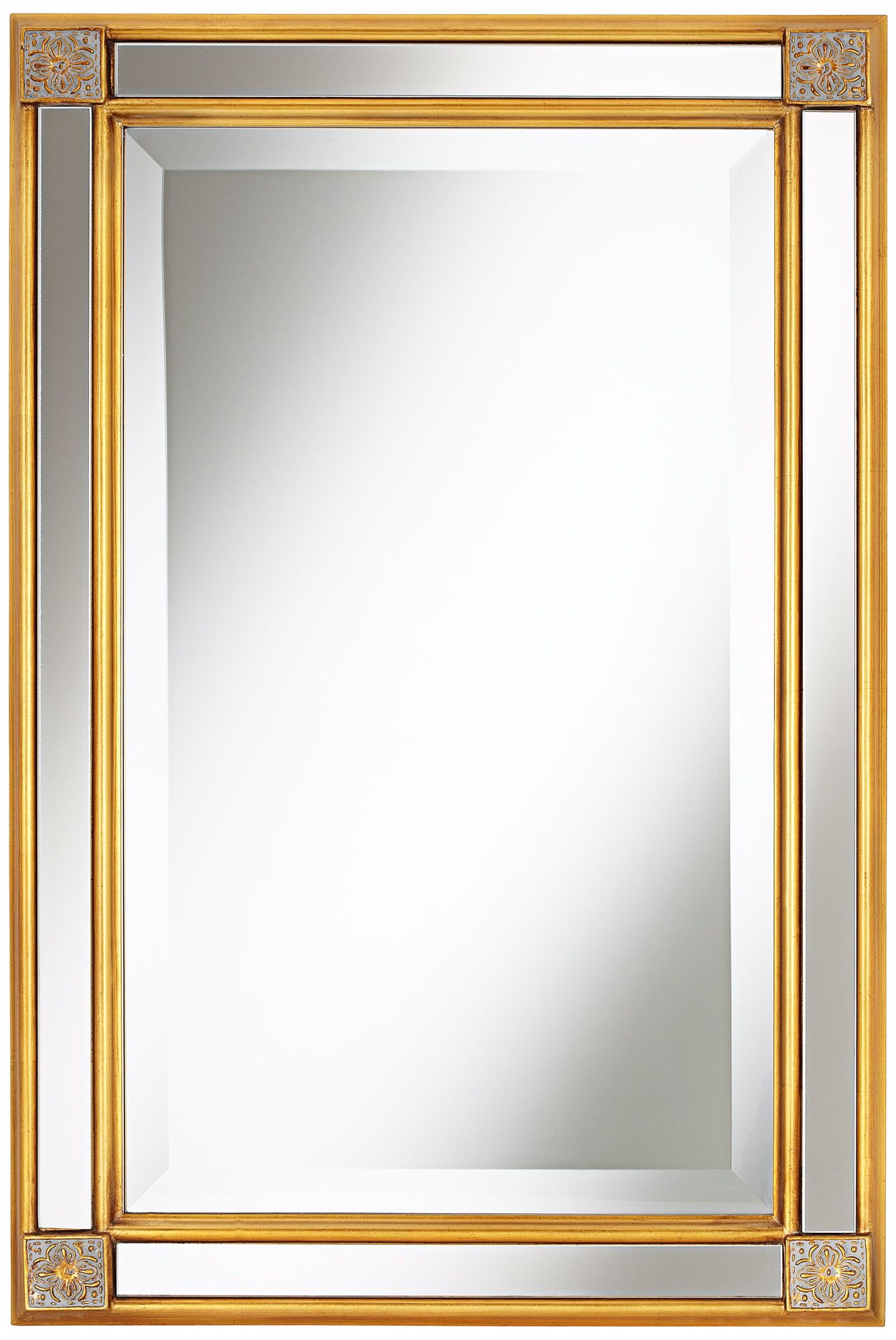 Corner Medallion 30" High Gold Wall Mirror