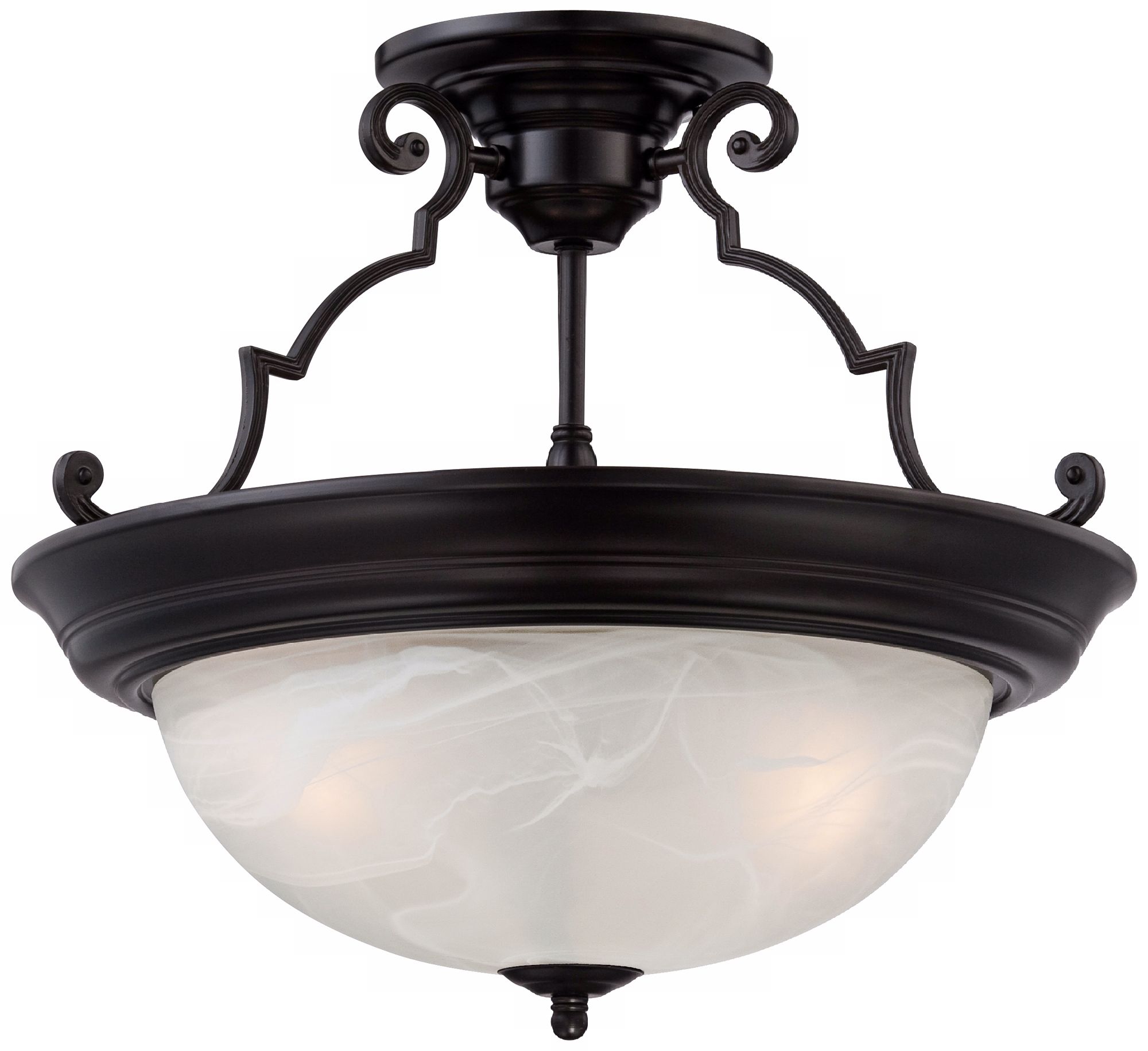 Conroy White Marble 16" Wide Bronze Ceiling Light