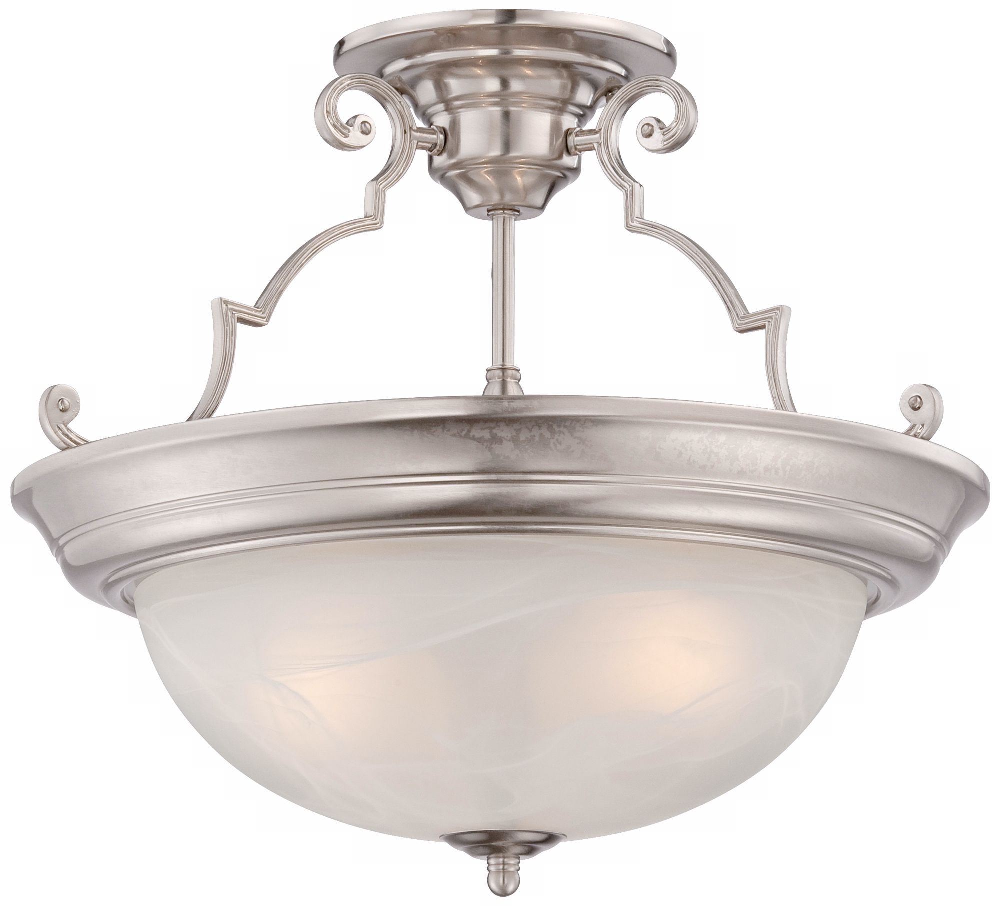 Conroy White Marble 16" Wide Brushed Steel Ceiling Light