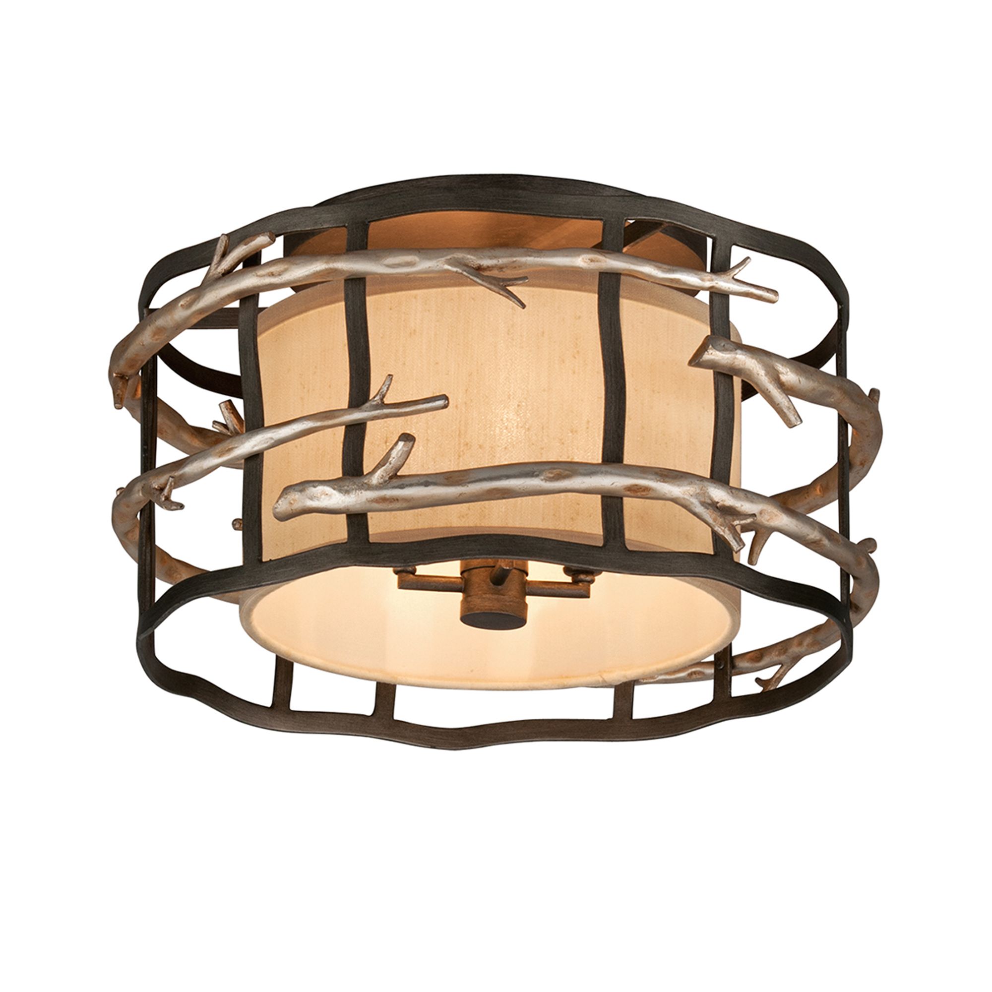 Adirondack 18" Wide Rustic Silver Leaf Ceiling Light