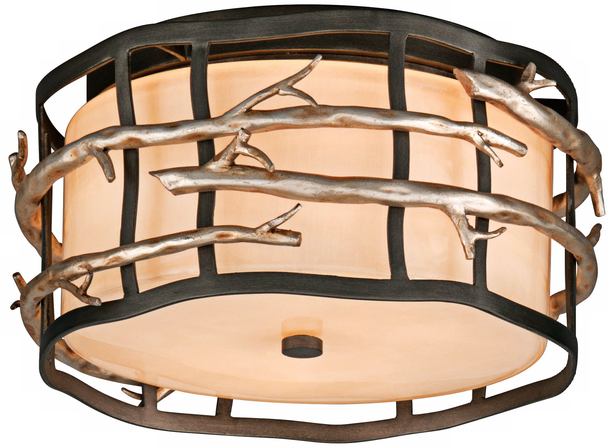 Adirondack 13" Wide Rustic Silver Leaf Ceiling Light