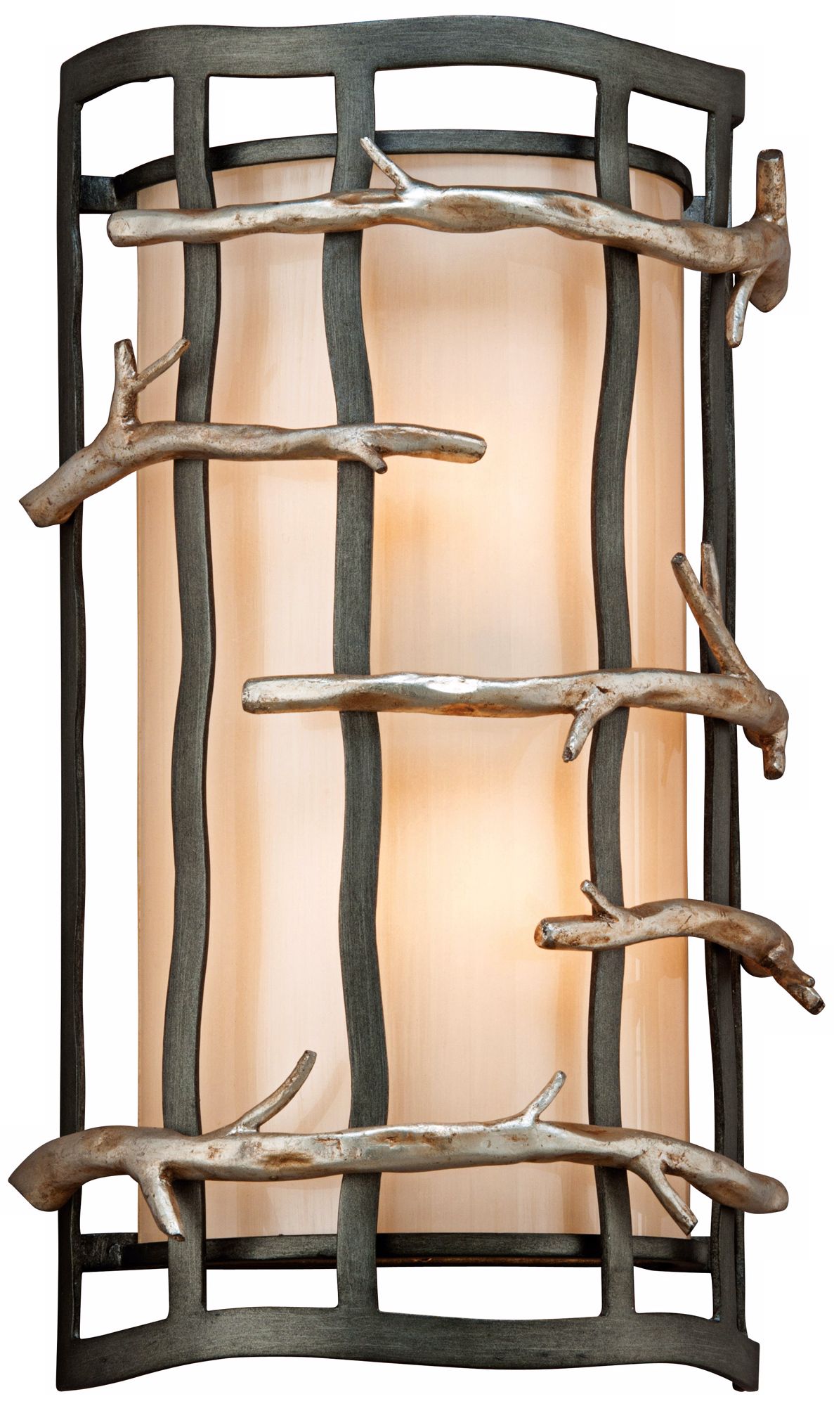 Adirondack 14" Wide Rustic Silver Leaf Wall Sconce