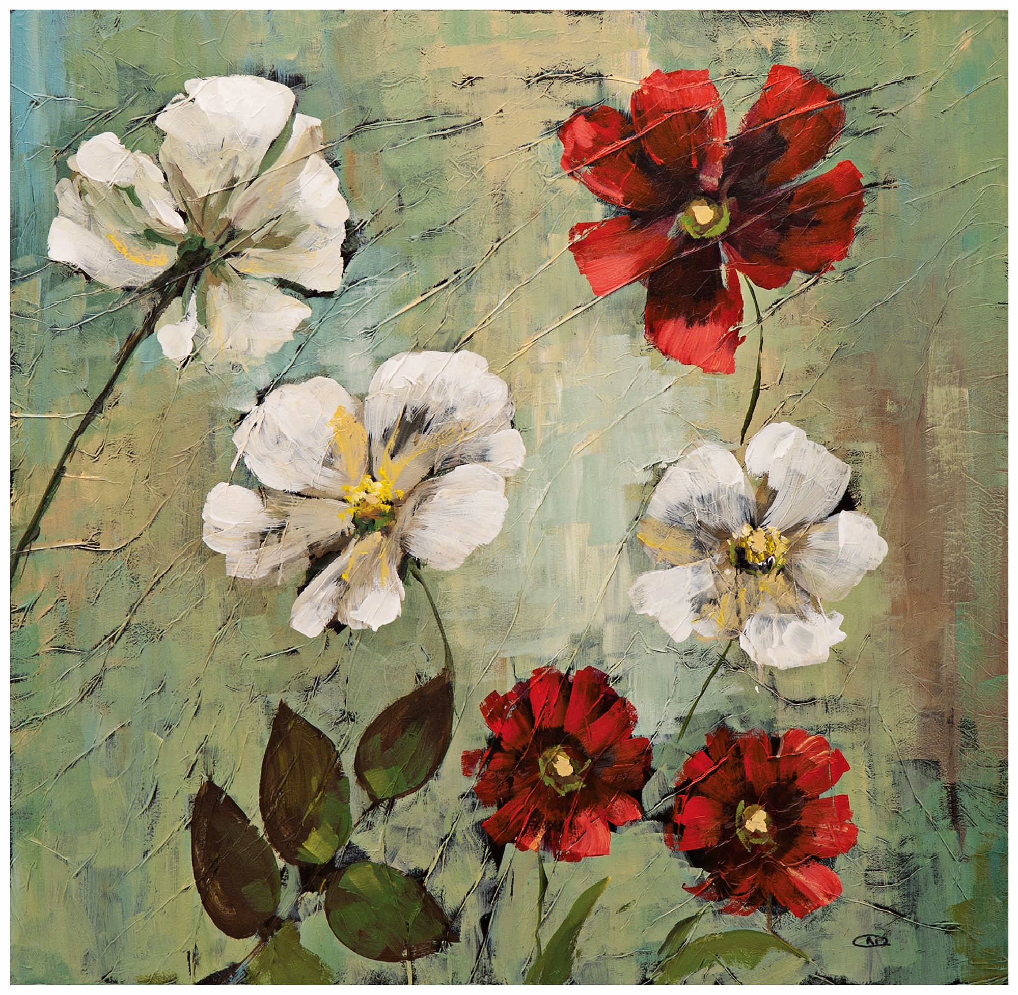 Wild Cosmos I 30" Square Hand-Painted Wall Art