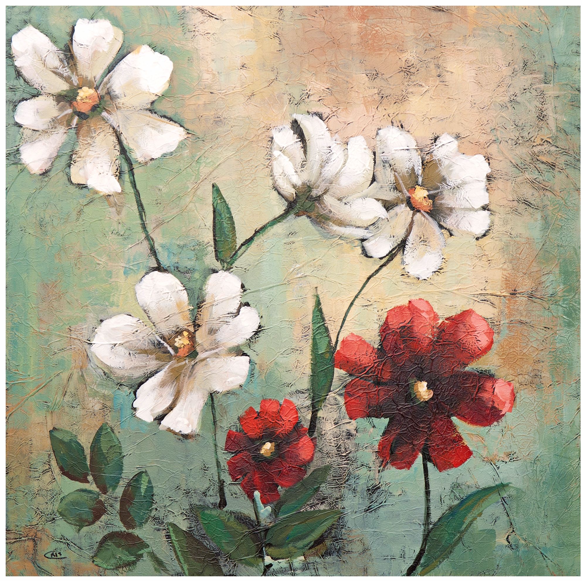 Wild Cosmos II 30" Square Hand-Painted Wall Art