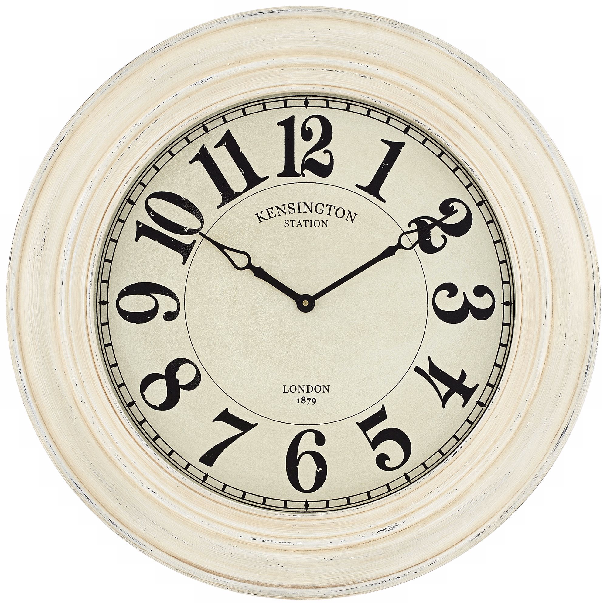 Kensington Station Ivory Wash 30" Round Wall Clock