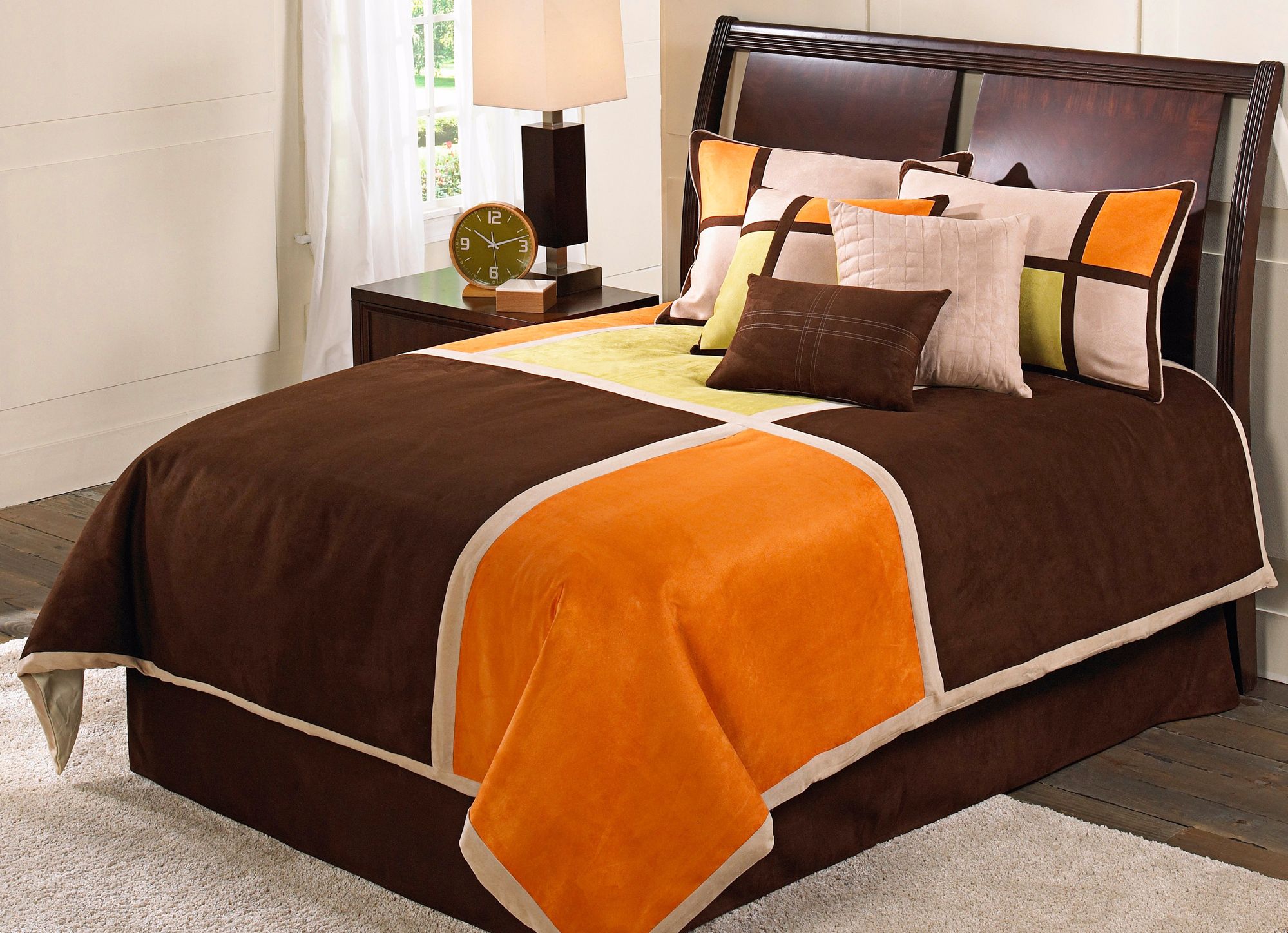 Color Blocks Suede Comforter Bedding Set