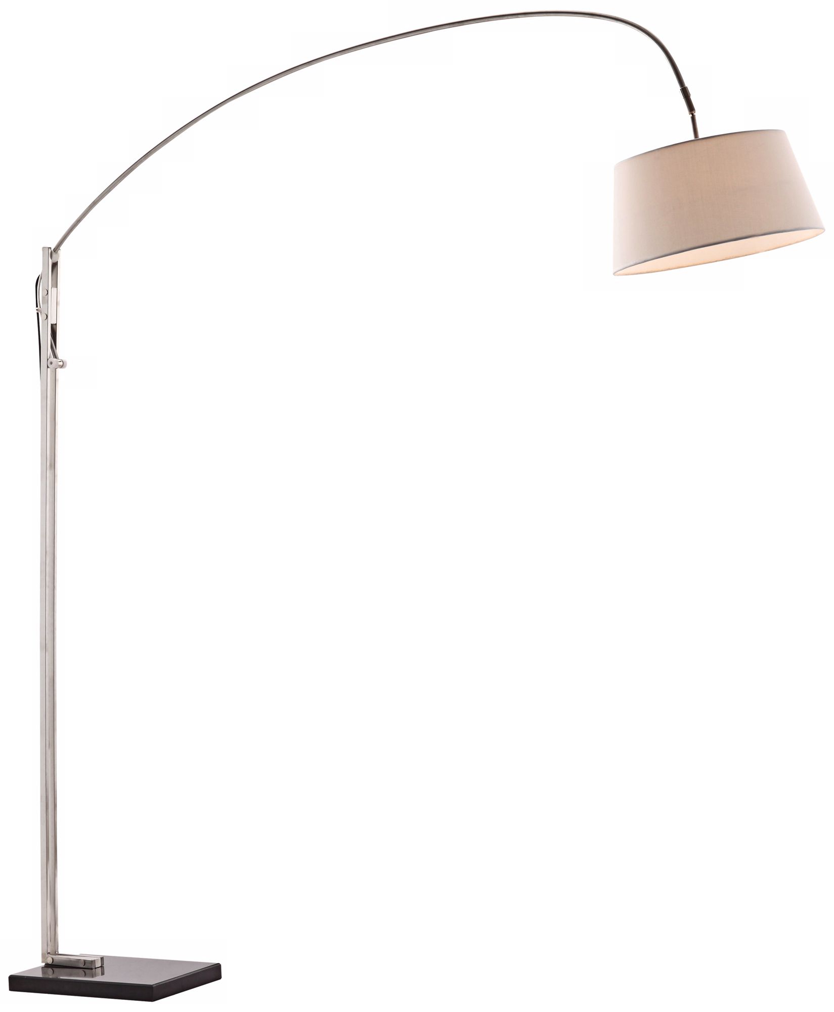 Zuo Alpha Chrome and Black Marble Arc Floor Lamp