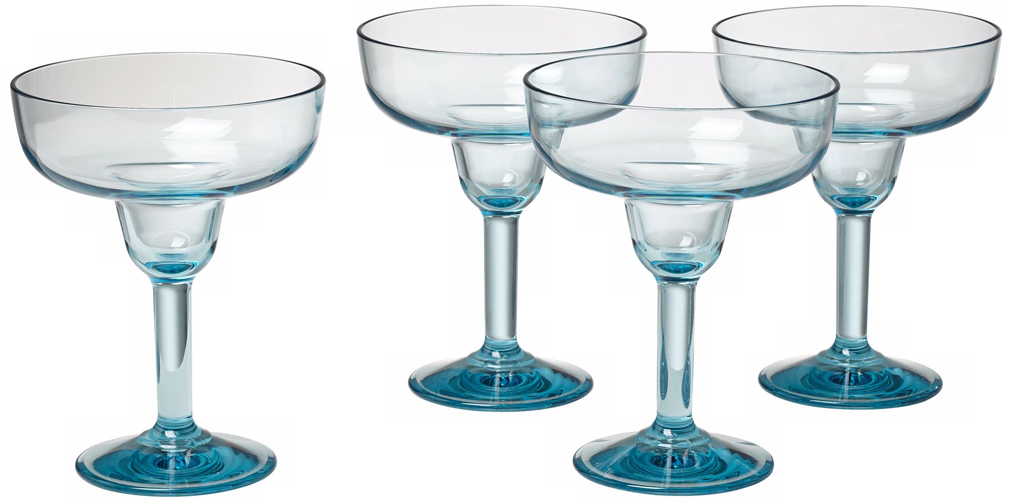 Set of 4 Glacier Blue 16 Oz. Polycarbonate Margarita Glasses