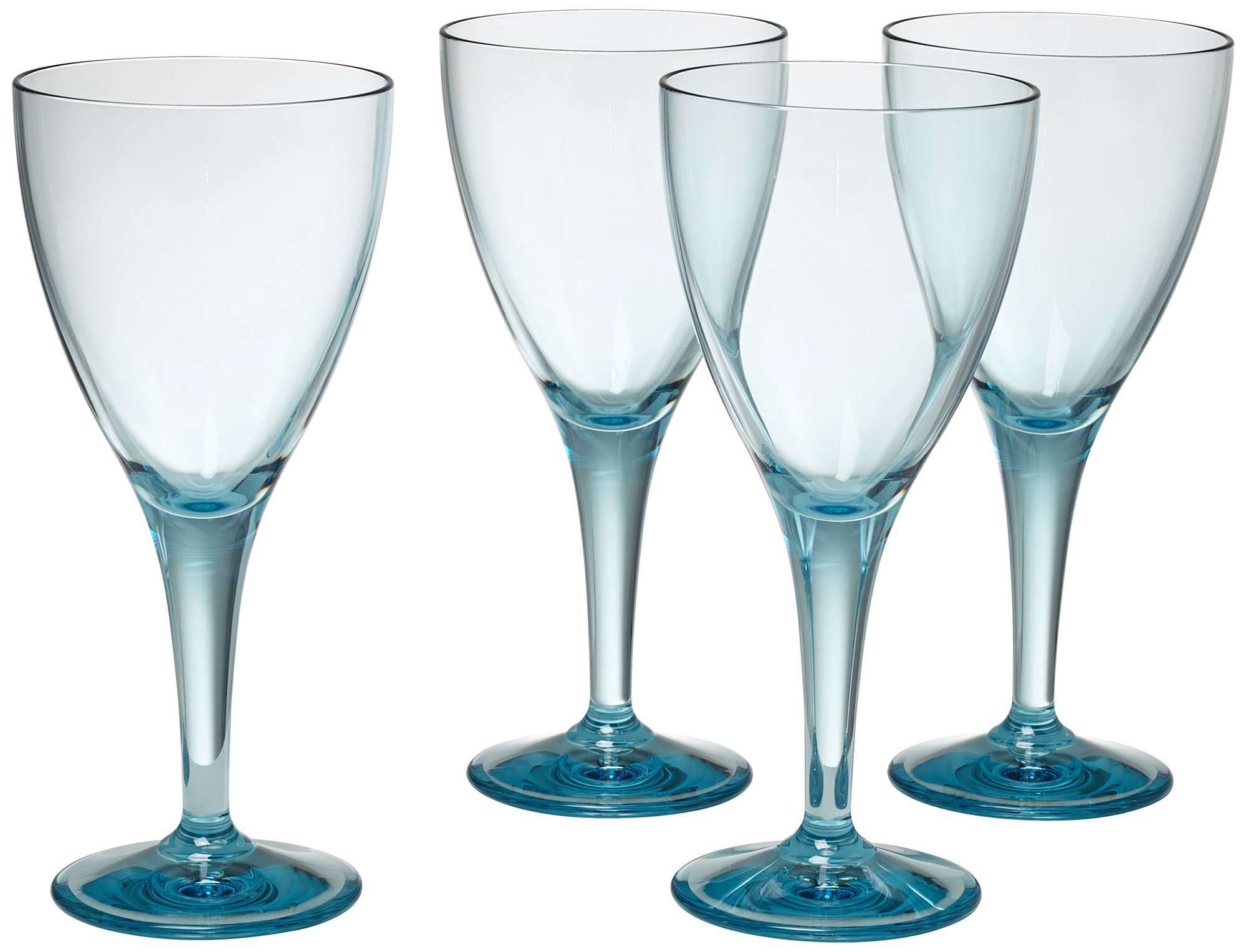 Set of 4 Glacier Blue Wine Goblets