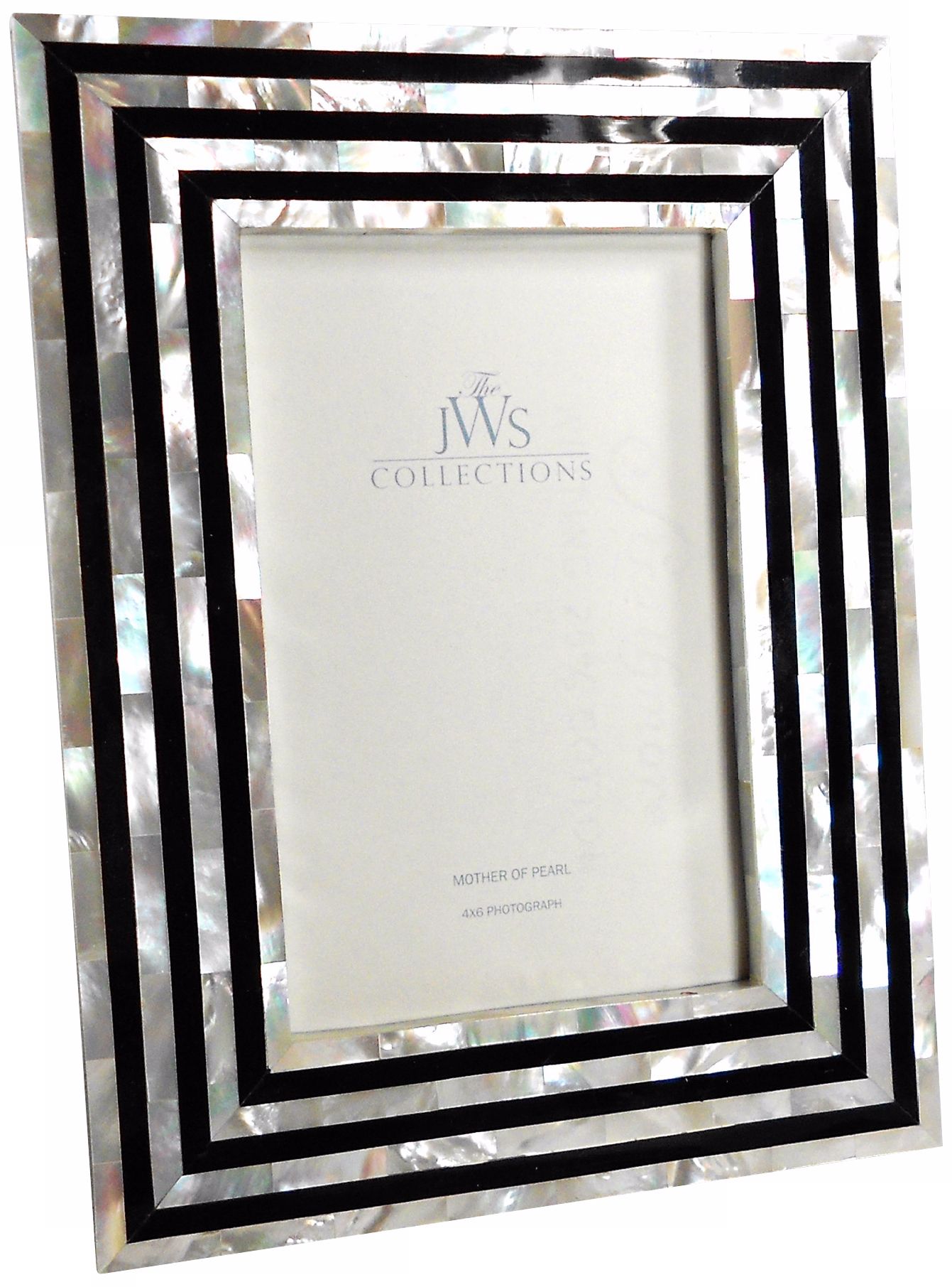 Black and White Art Deco Mother of Pearl 4x6 Picture Frame