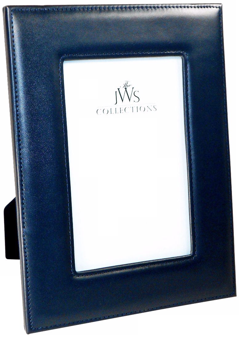 Navy 4x6 Cowhide Leather Picture Frame