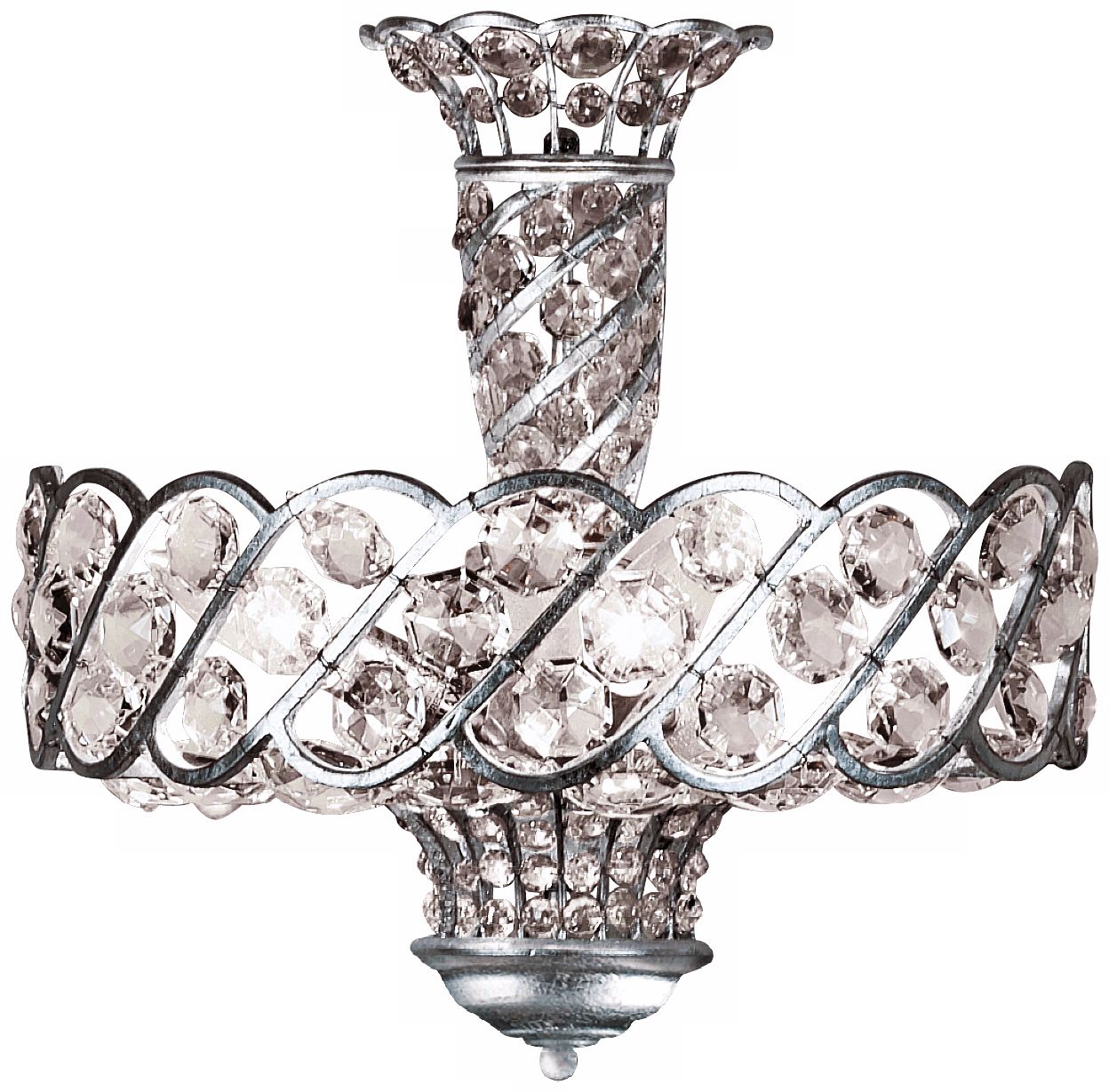 Catara 14" Wide Silver Leaf and Crystal Ceiling Light