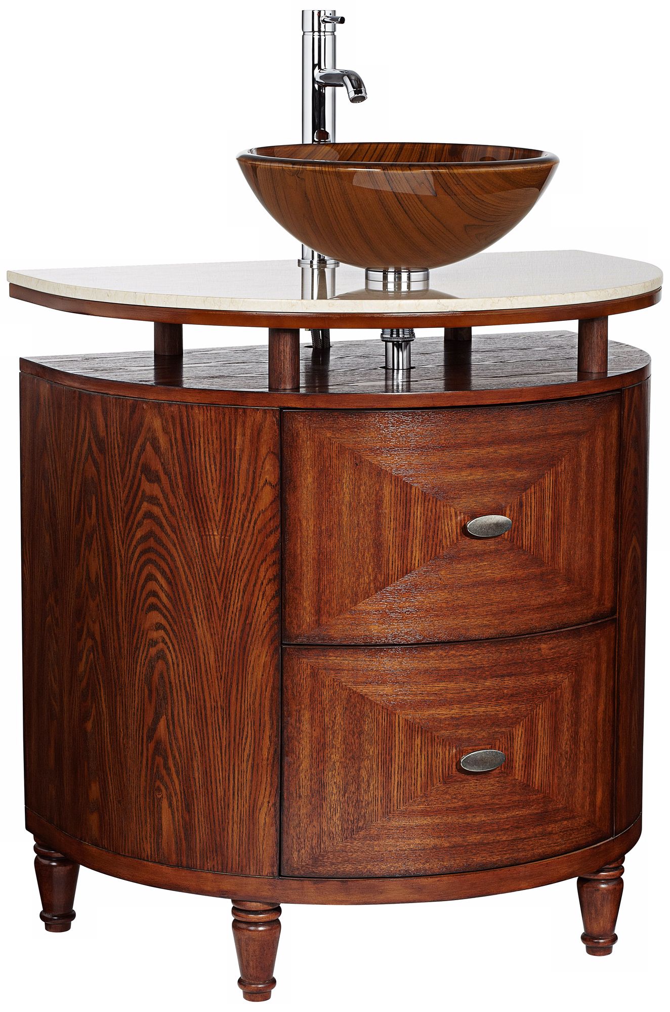 Golden Line Marble and Wood Vanity with Sink