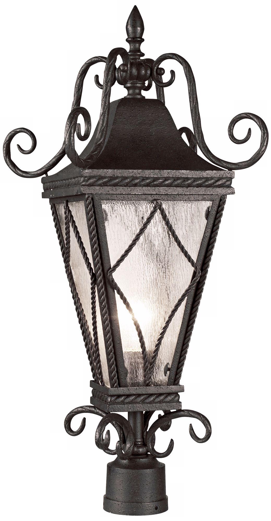 Mavis Mottled Glass 8 1/2" Wide Charcoal Outdoor Post Light