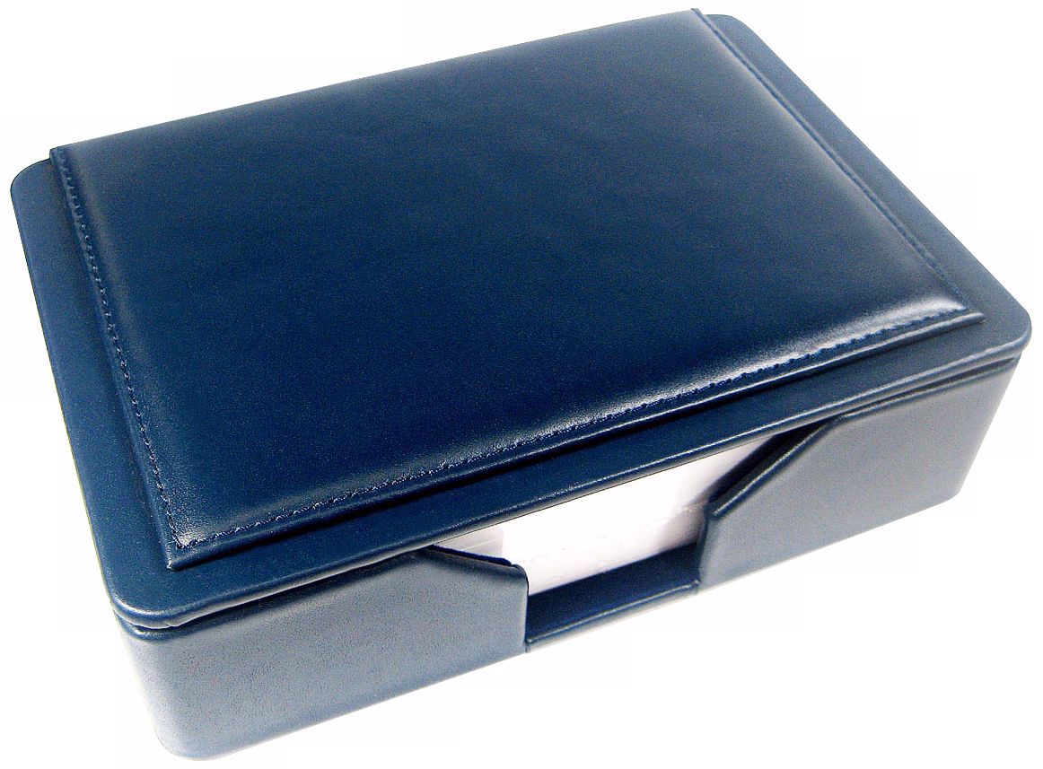 Navy Leather Memo Box with 4x6 Note Pad