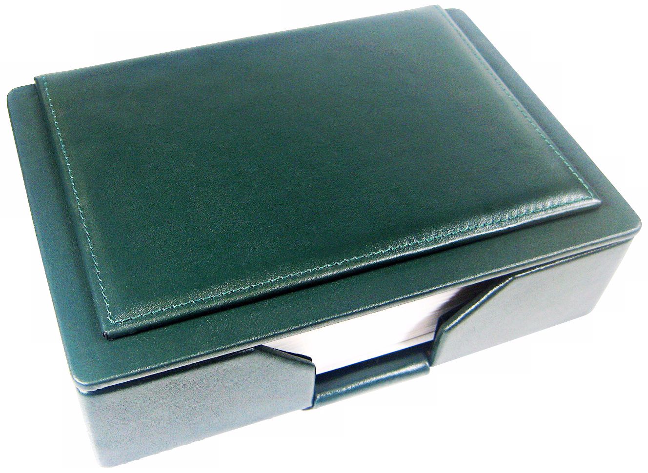 Green Leather Memo Box with 4x6 Note Pad