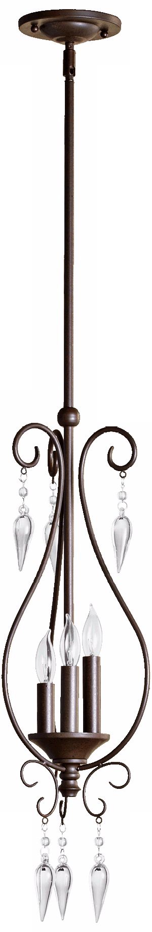 Quorum Vesta 3-Light 8 1/2" Oiled Bronze Mini Pendant Light
