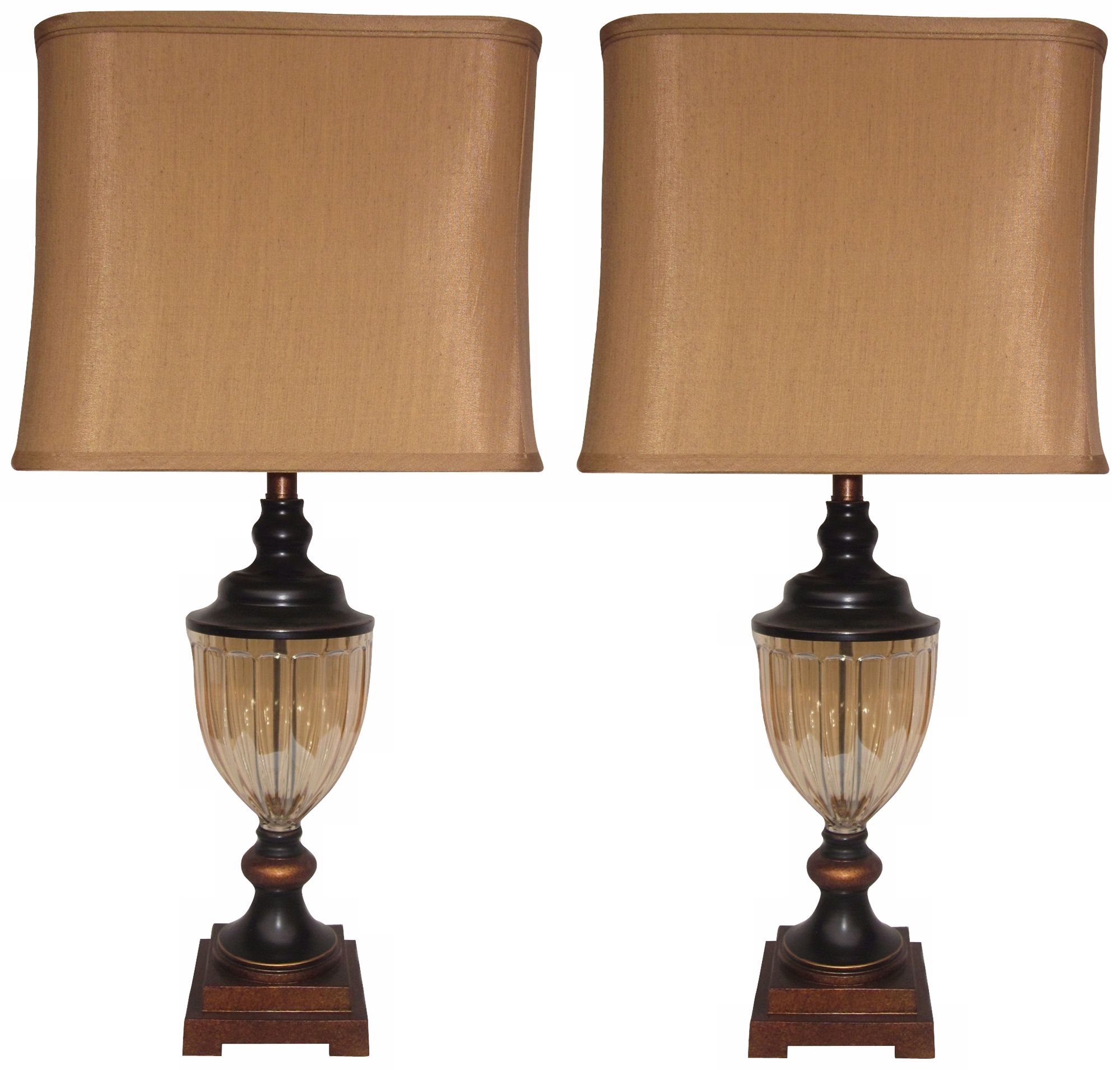 Set of 2 Carmen Amber Glass Table Lamps