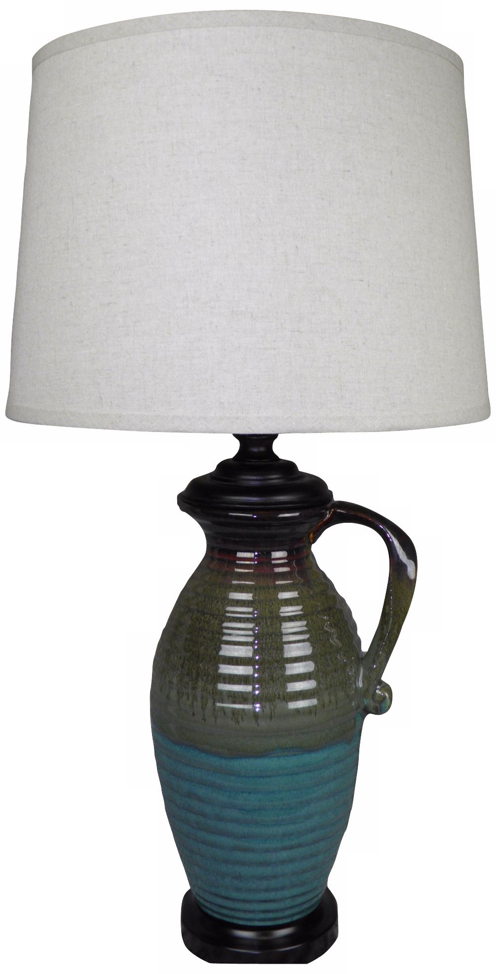 Earth Rustic Blue and Green Pitcher Ceramic Table Lamp