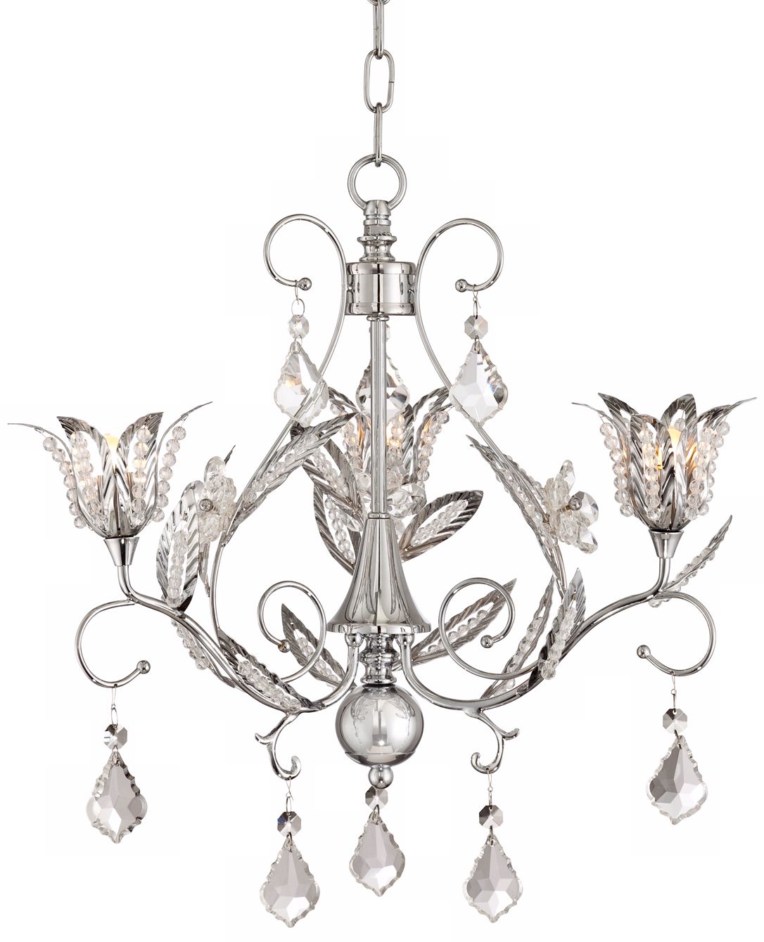 Crystal Florette 16" Wide Chrome Chandelier