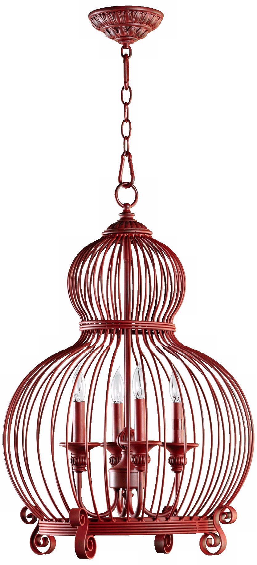 Quorum Birdcage 4-Light 18" Wide Red Pendant Light