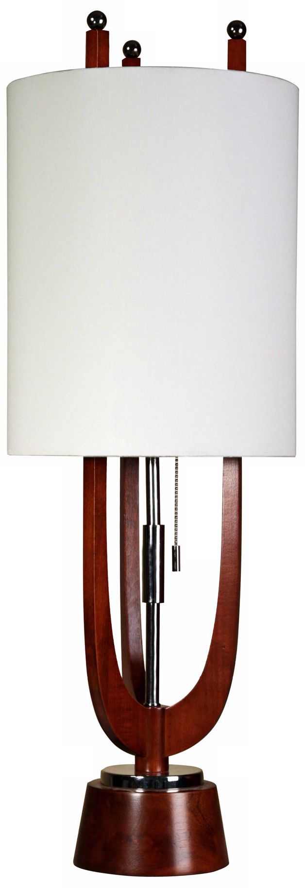 Portland Wood and Polished Steel Buffet Lamp