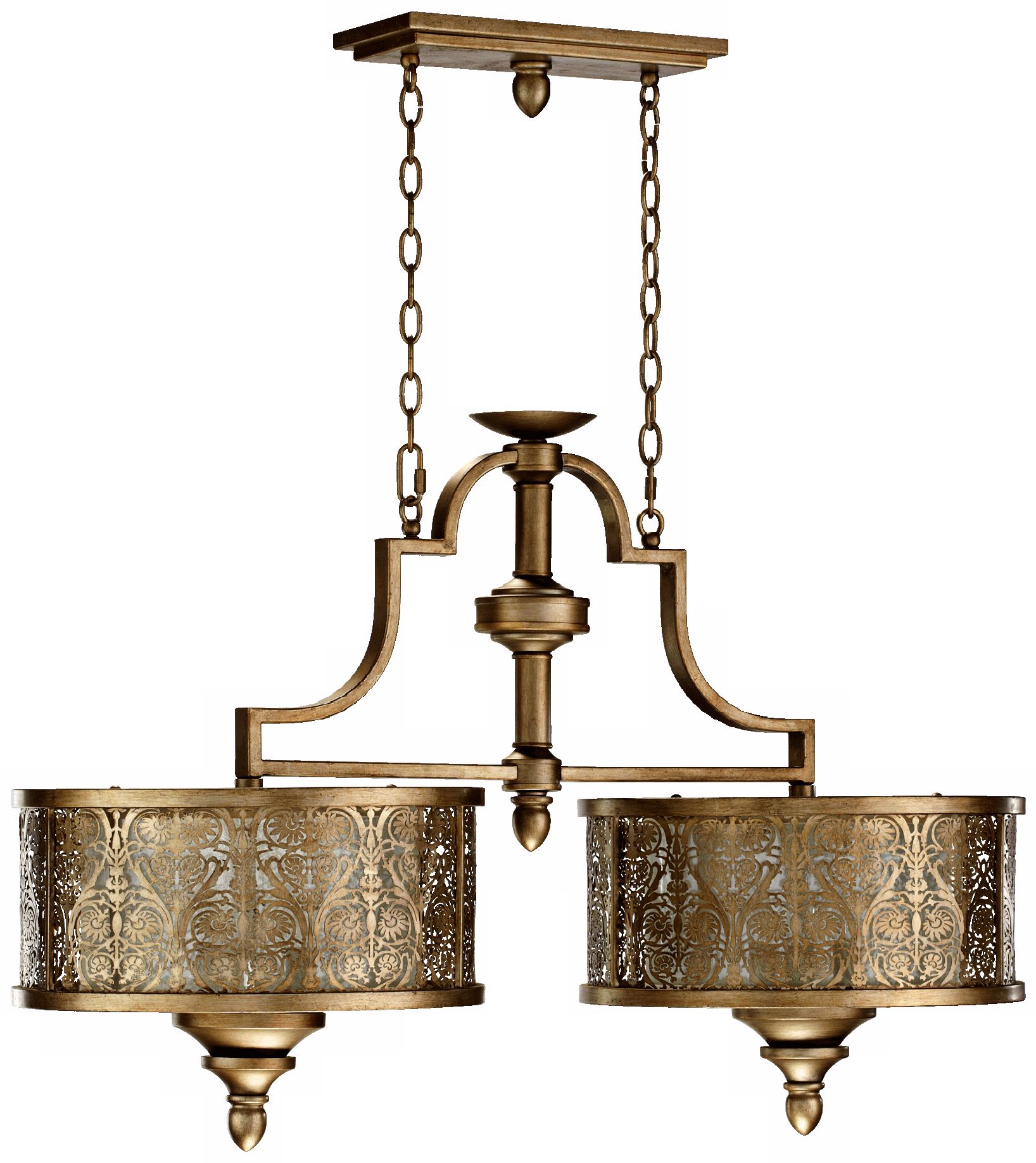 Quorum French Damask 38" Vintage Pewter Island Chandelier