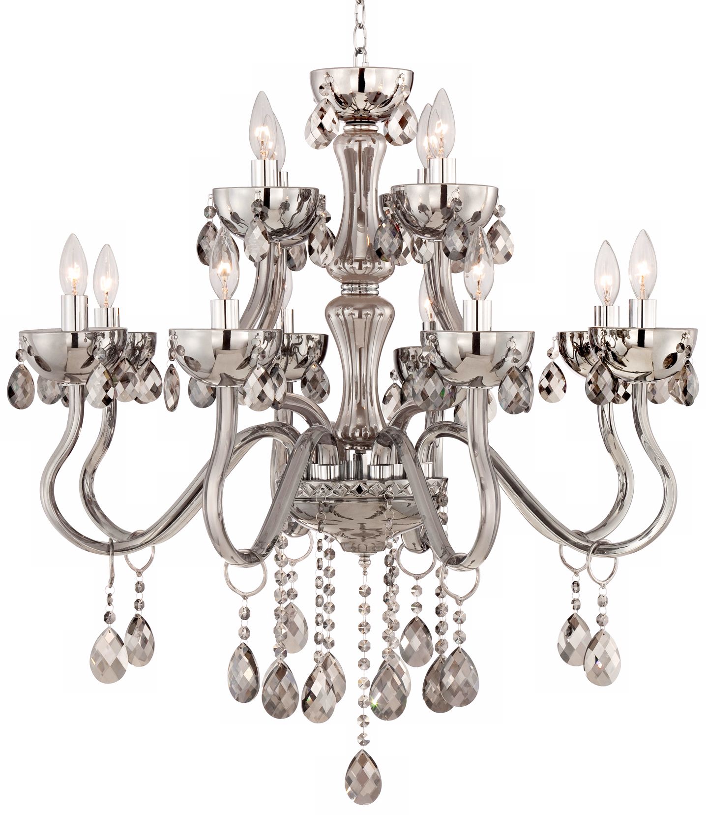 Smoke Glass 12-Light 31 1/2" Wide Crystal Chandelier