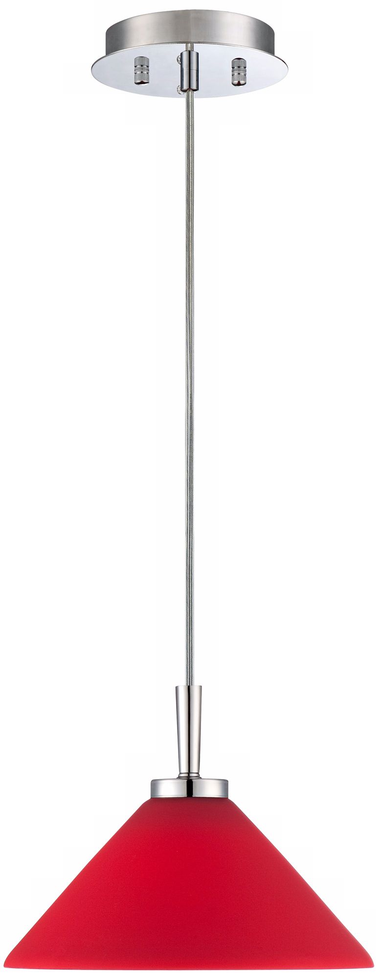 Chrome with Red Glass LED Mini Pendant Light