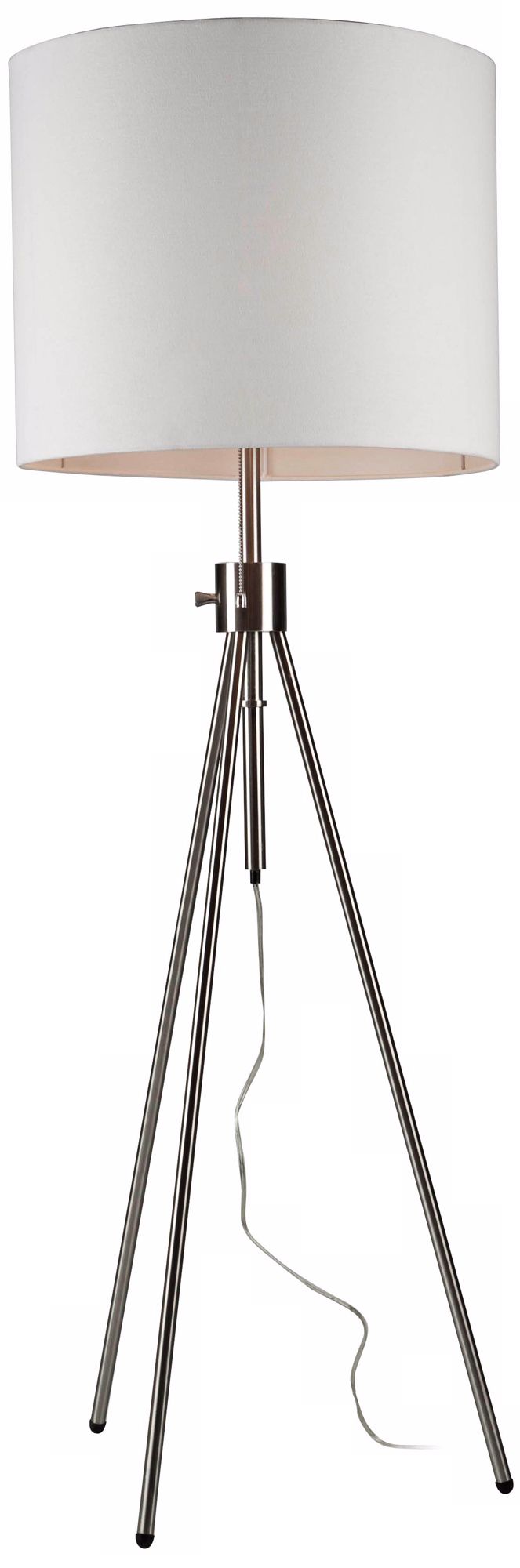 Artcraft Mercer Street Chrome Tripod Floor Lamp White Shade