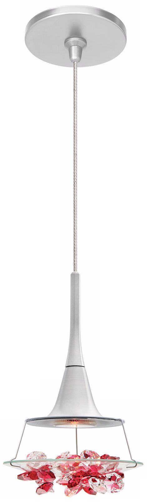 LBL Vision Red Crystal Nickel Pendant Light