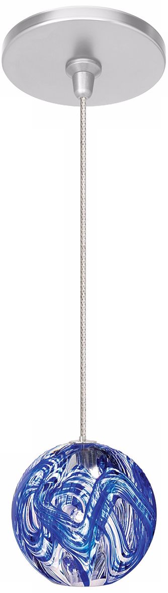 LBL Paperweight Blue Sphere Nickel Pendant Light