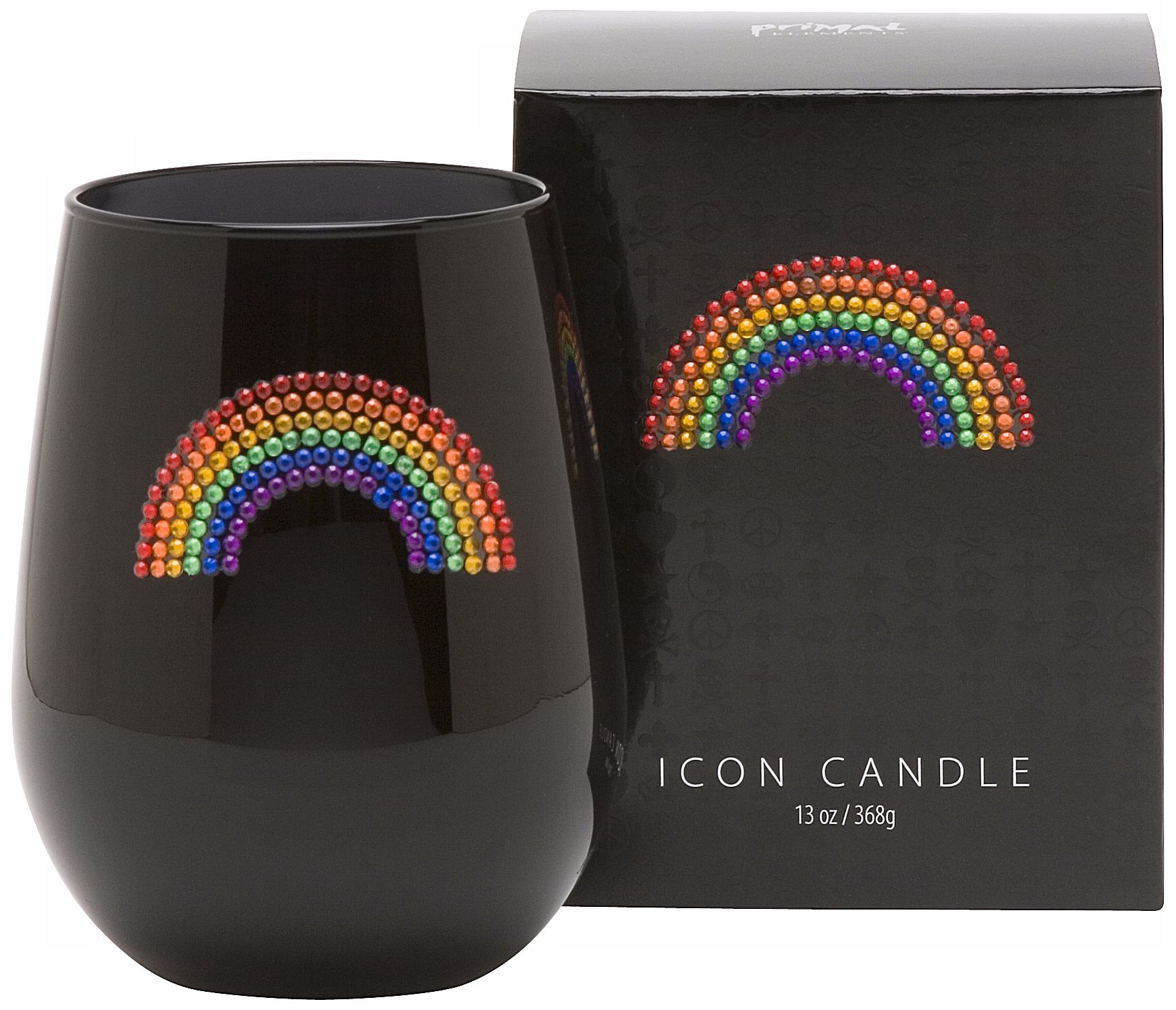 Rainbow Icon Candle in Black Glass
