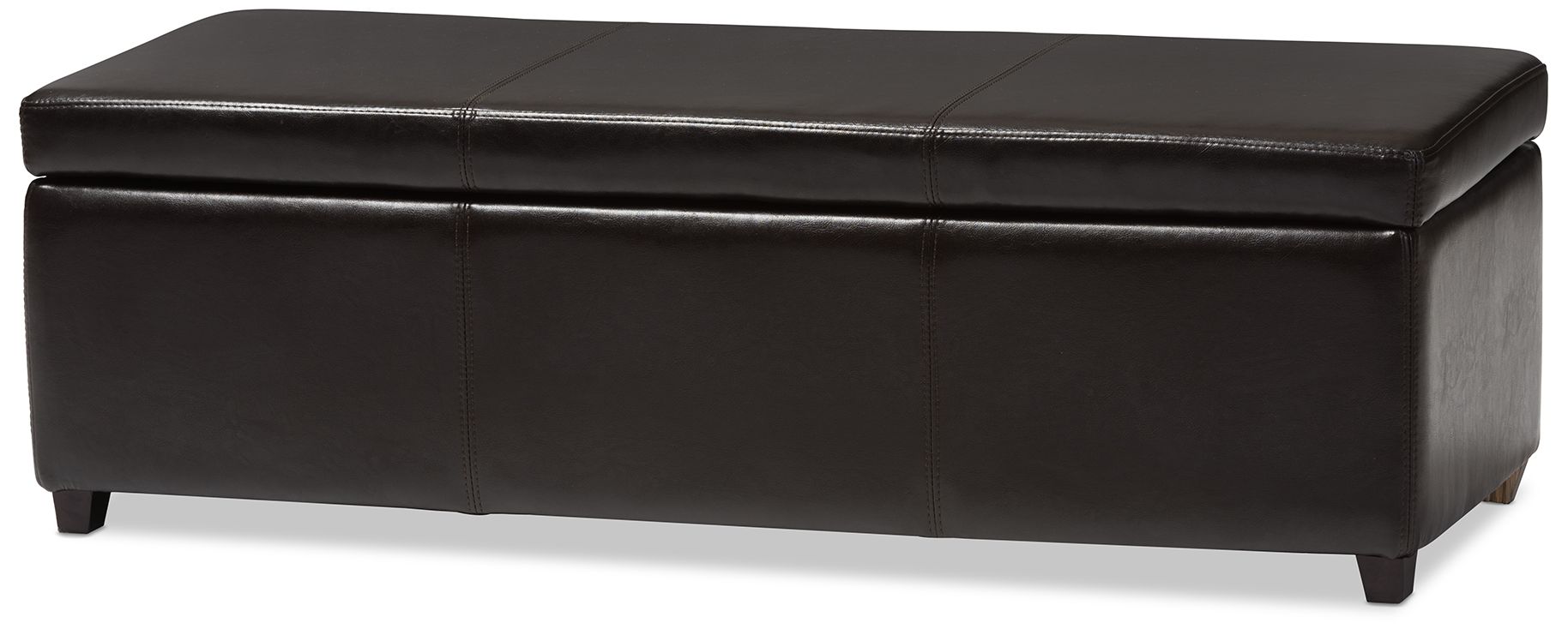Brown Faux Leather Bench Ottoman with Storage