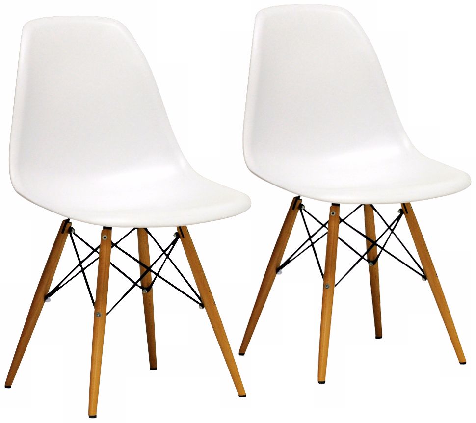 Set of 2 Azzo White Plastic Side Chairs