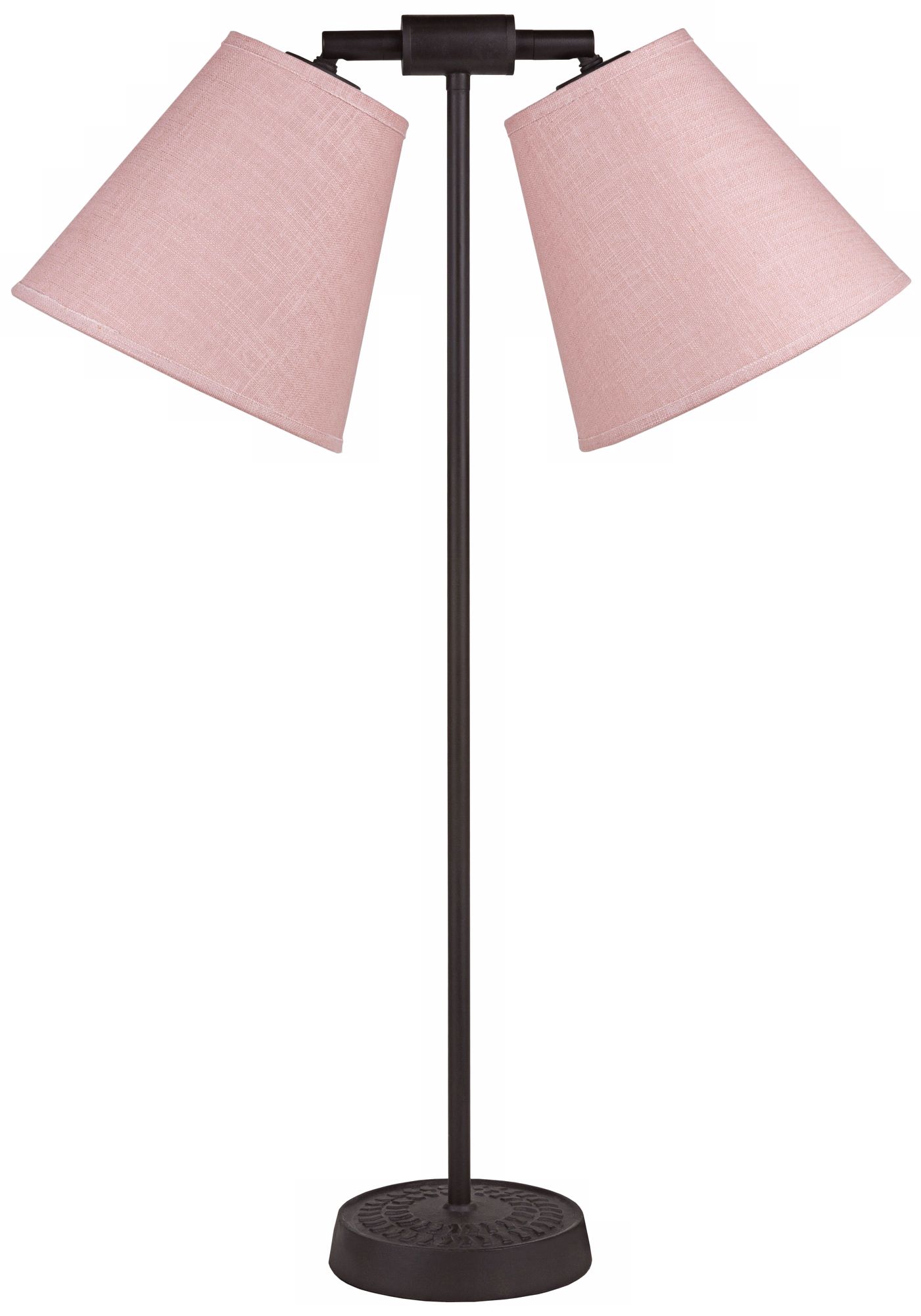 Lights Up! Zoe Twin Light Rose Tweed Desk Lamp