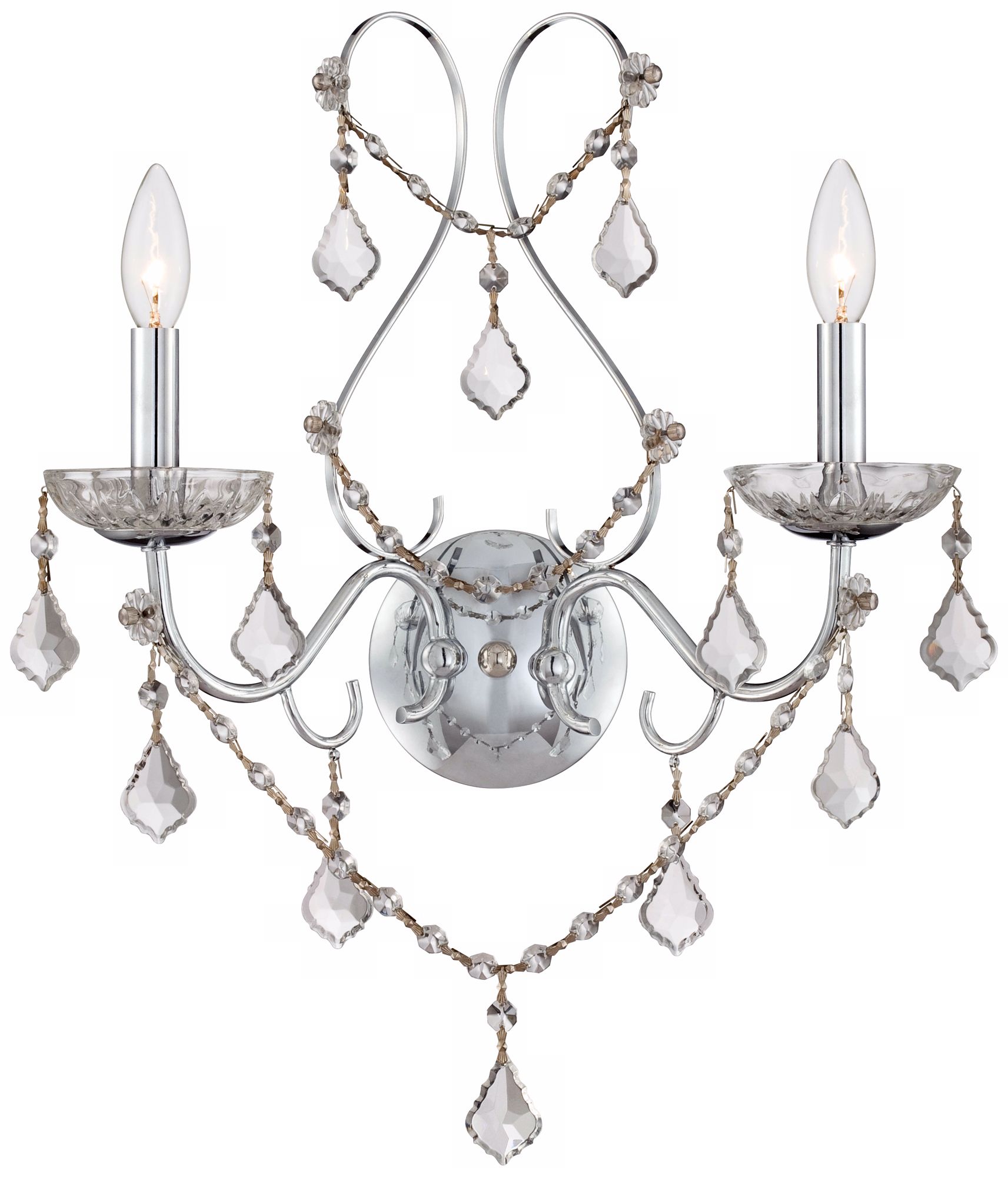 Vienna Full Spectrum 2-Light Chrome and Crystal Wall Sconce